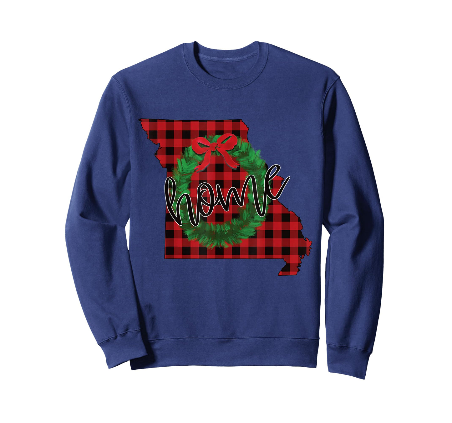 Missouri Buffalo Plaid Christmas Home Wreath Retro T-Shirt