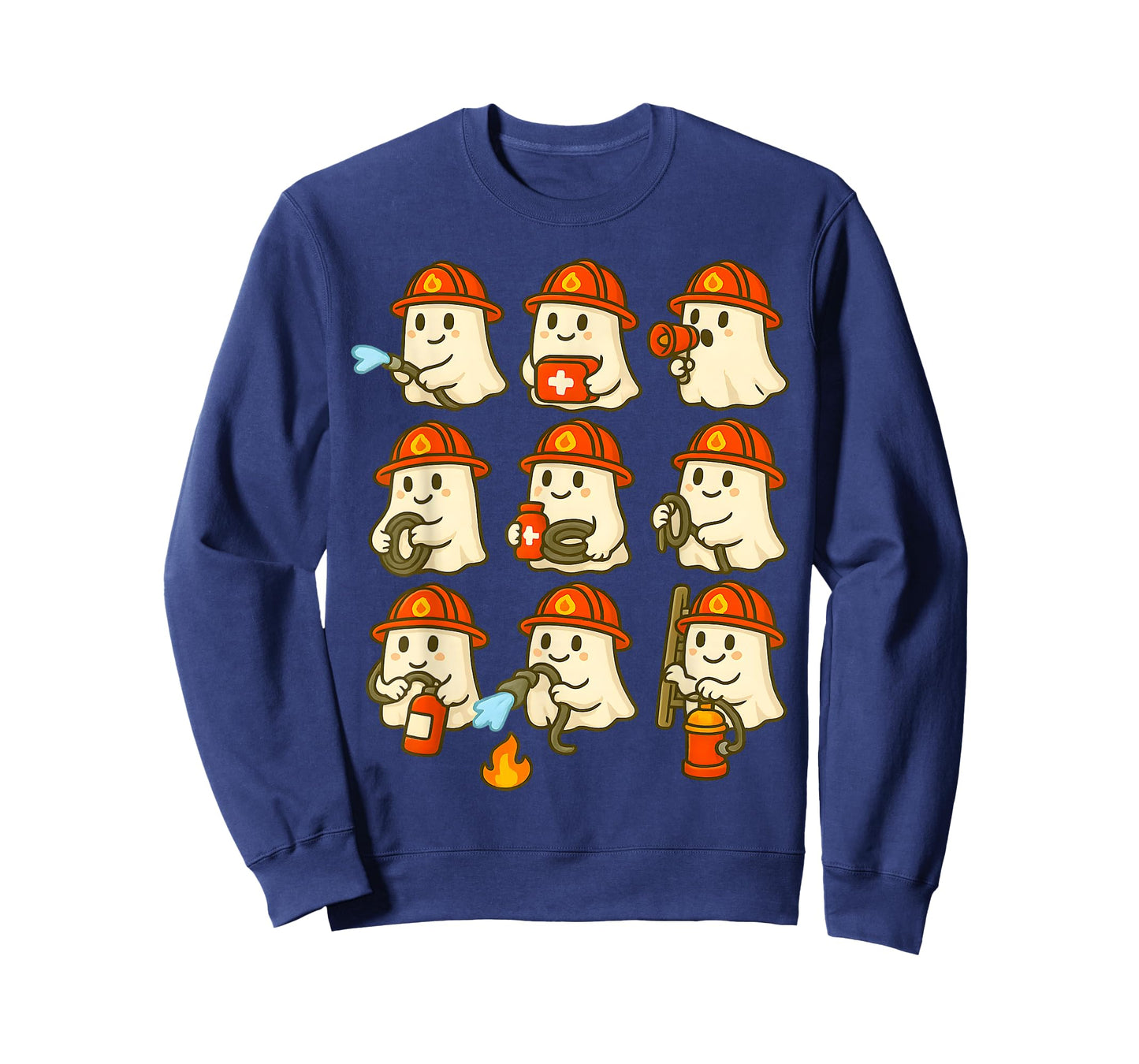 Cute Ghost Firefighter Halloween Rescue Hero T-Shirt