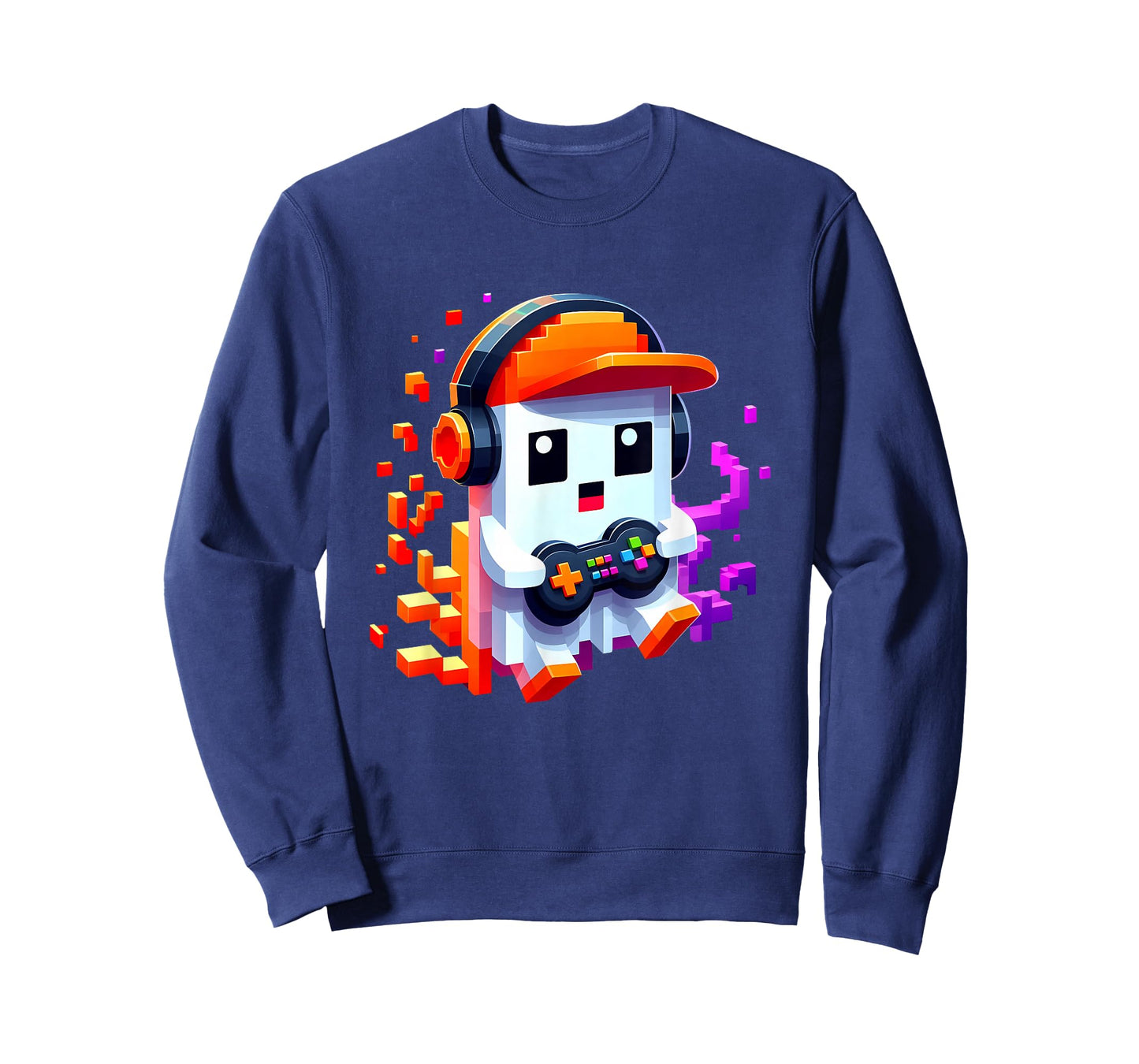 Pi xel Ghost Gamer Retro Video Game Halloween Kids Boys Play T-Shirt