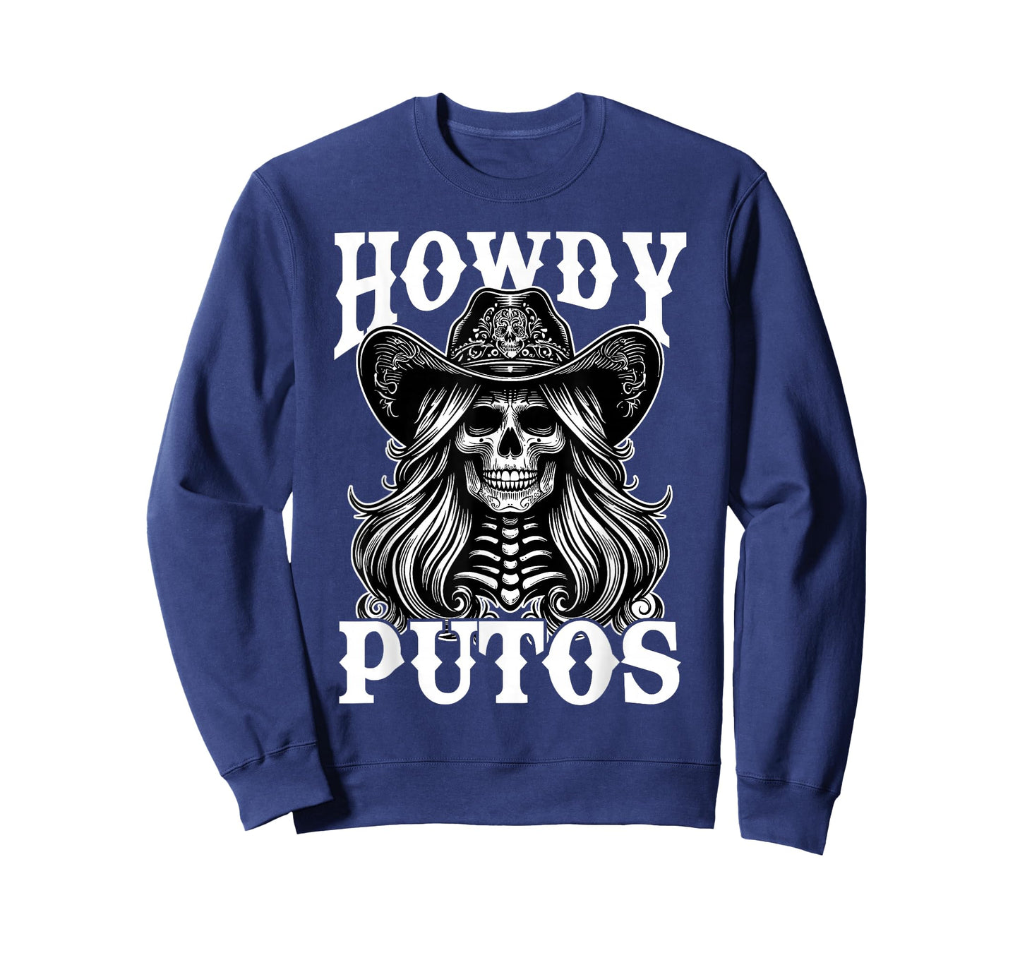 Howdy Putos Vintage Western Cowgirl Skull Spanish Slang T-Shirt