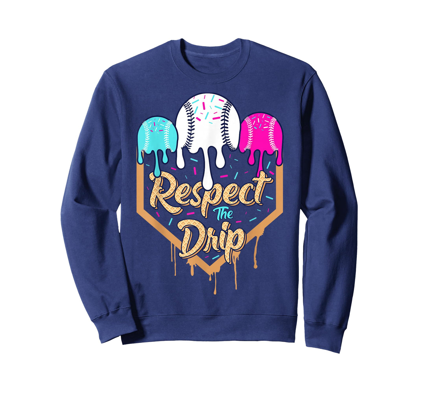 Baseball Drip Boys Ice Cream Waffle Home Plate Respect Drip T-Shirt