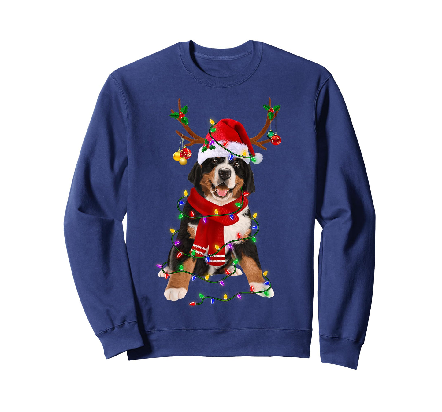 Bernese Mountain Christmas Lights Matching Family Dog Lover Men Women Kids T-Shirt