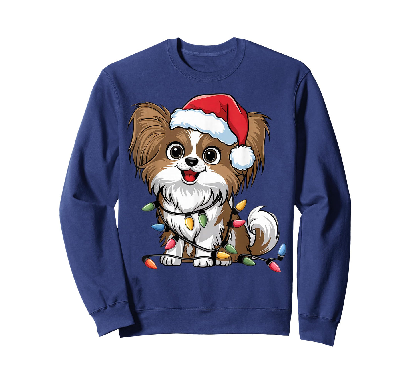 Papillon Christmas Lights Xmas Dogs Gifts for Men Women Kids T-Shirt