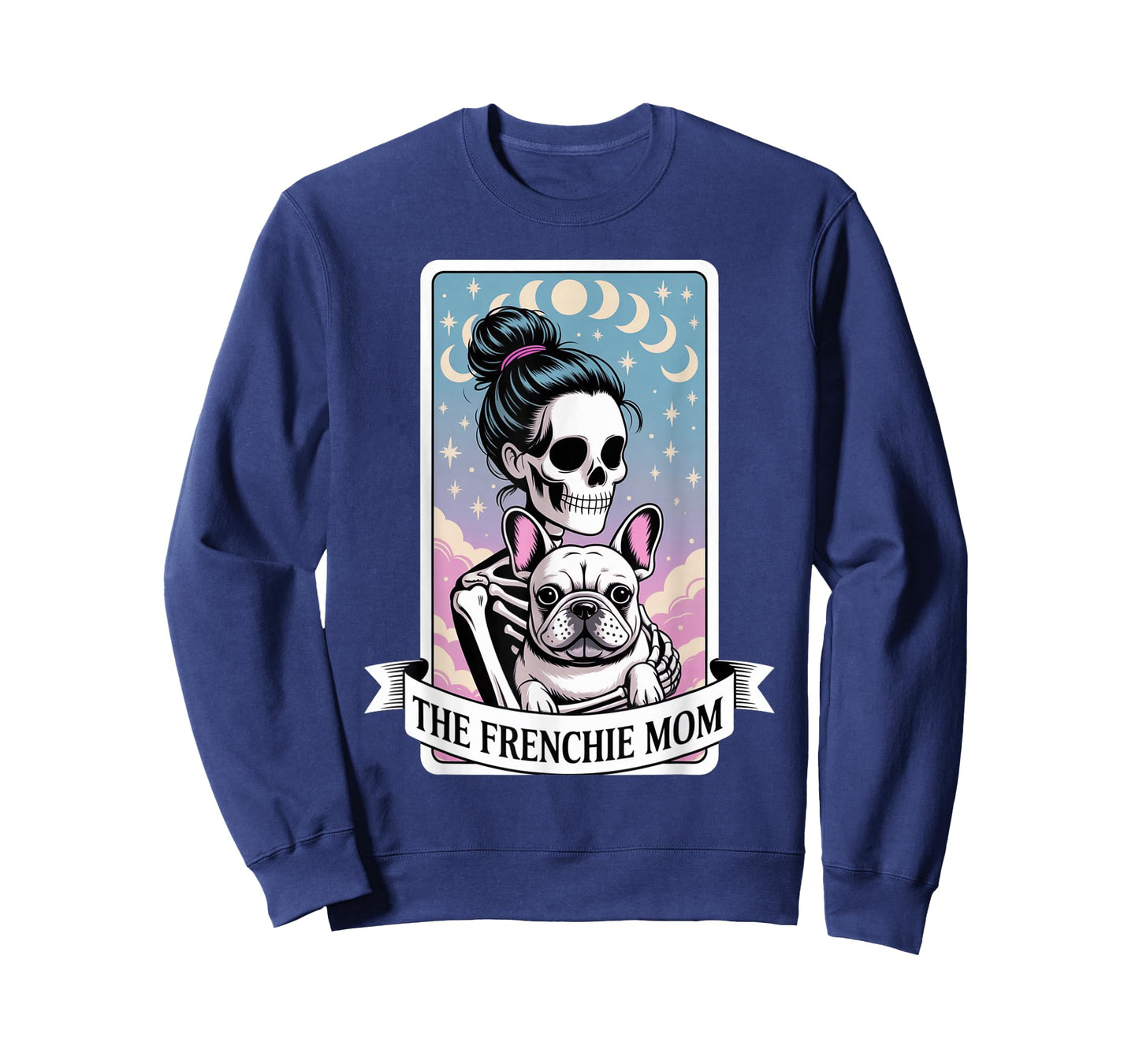 The Frenchie Mom Skeleton Hug Tarot Card Halloween Dog Lover T-Shirt