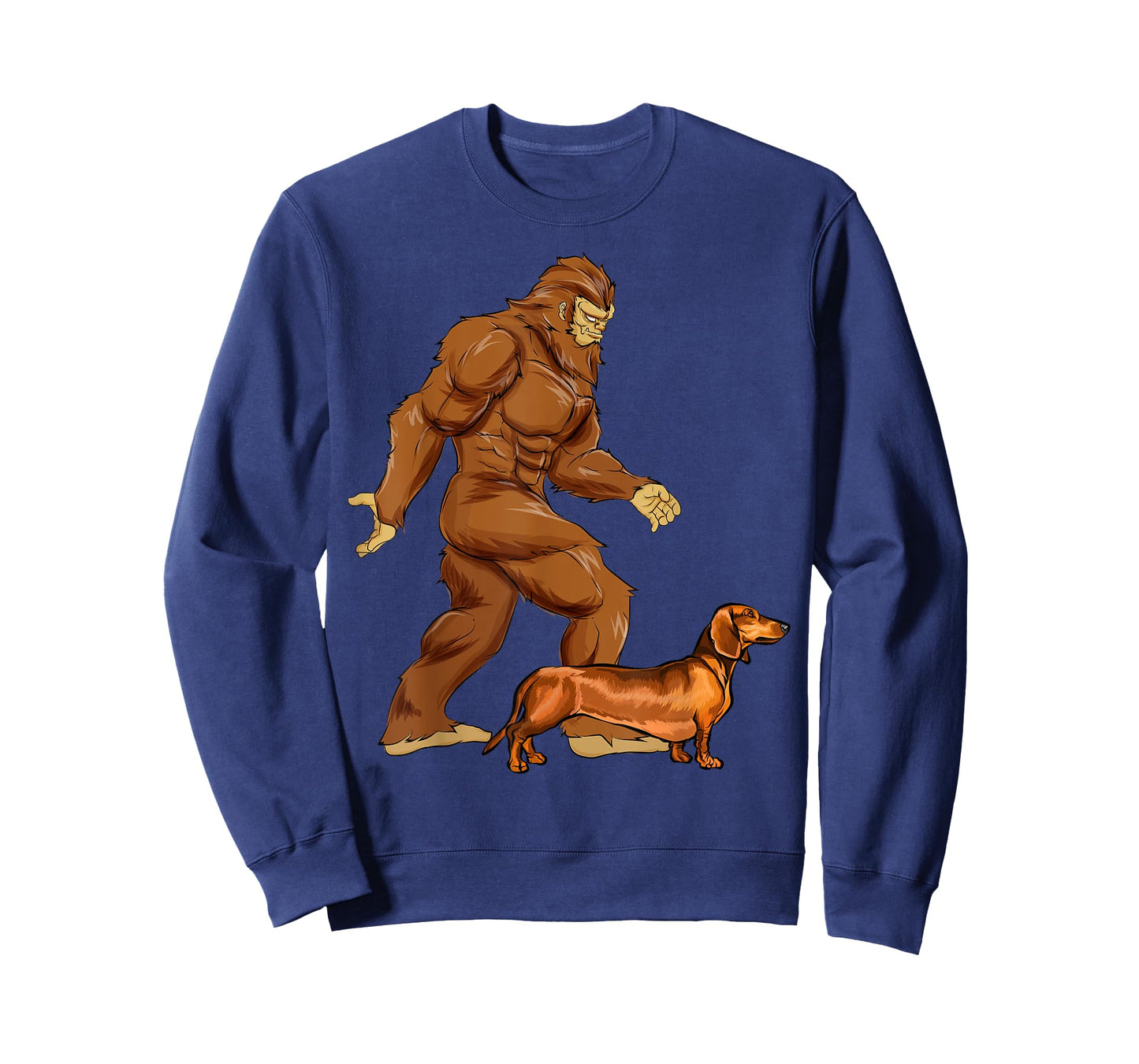 Funny Bigfoot Walking Brown Dachshund Sasquatch Dog Men Women Girls Kids T-Shirt