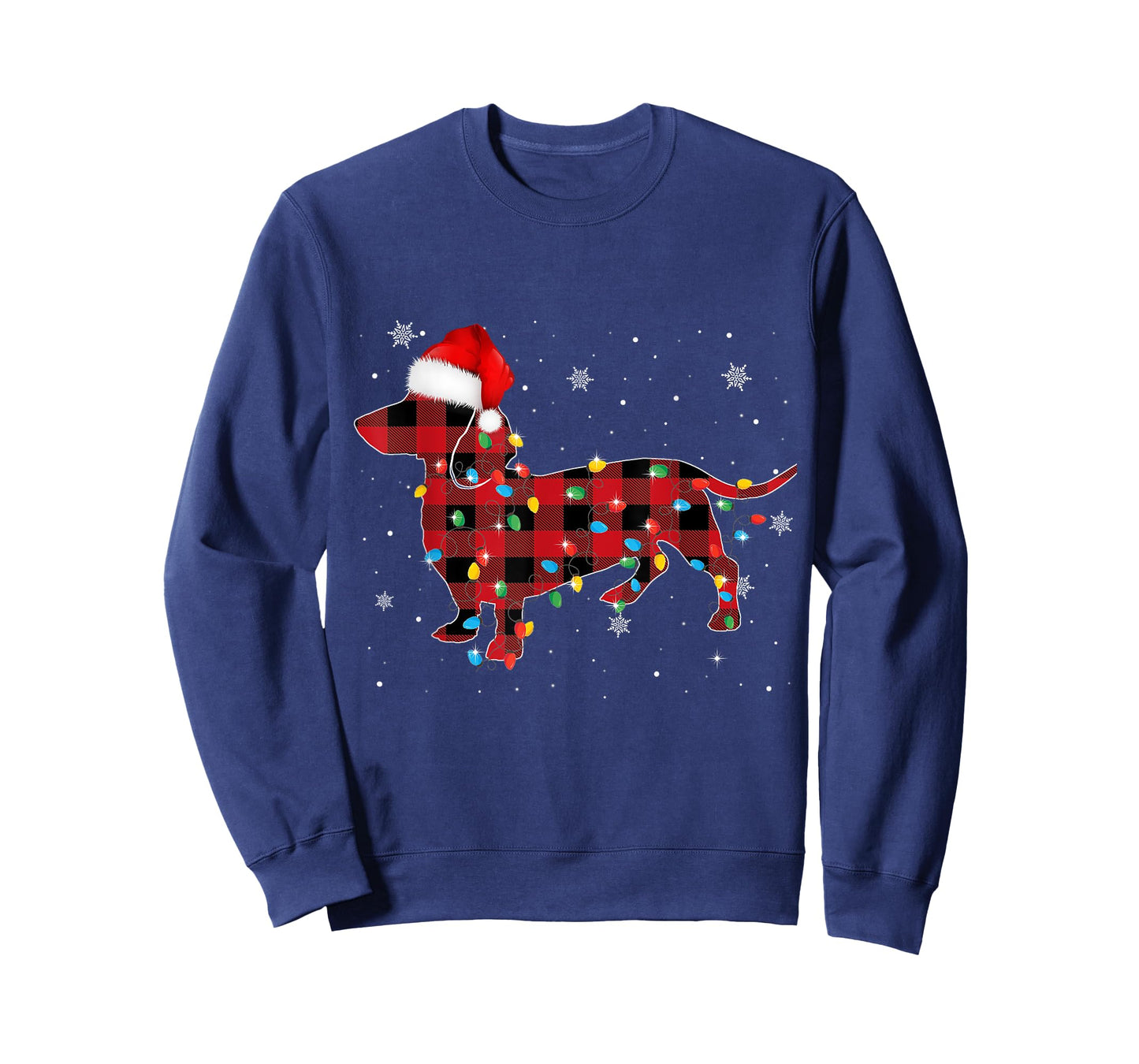 Red Plaid Santa Hat Dachshund Christmas Dog Lover Pajamas T-Shirt