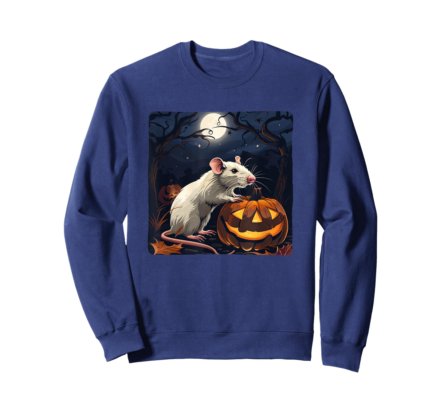 Spooky White Rat with Pumpkin for Halloween Fun T-Shirt