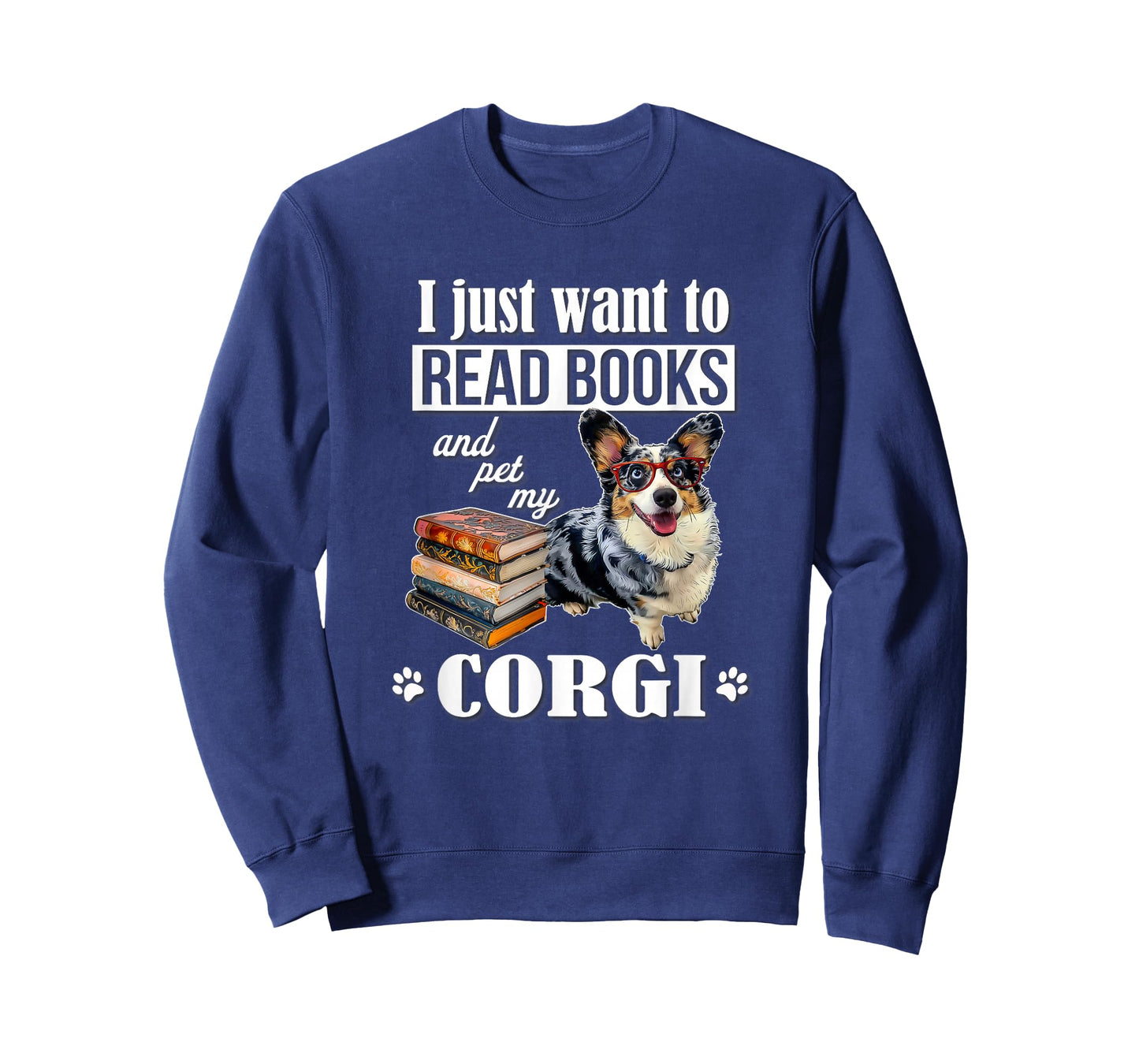 Funny Kids Womens Read Books & Pet My Blue Merle Corgi Lover T-Shirt