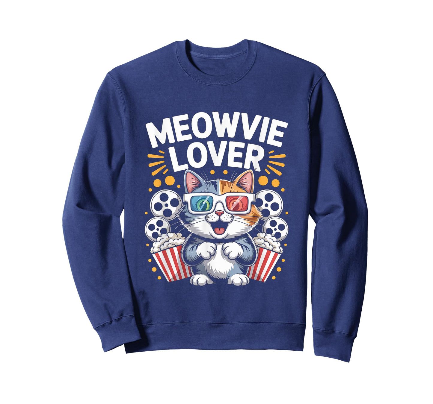 Meowvie Lover Cat Movie Night Popcorn 3D Glasses T-Shirt