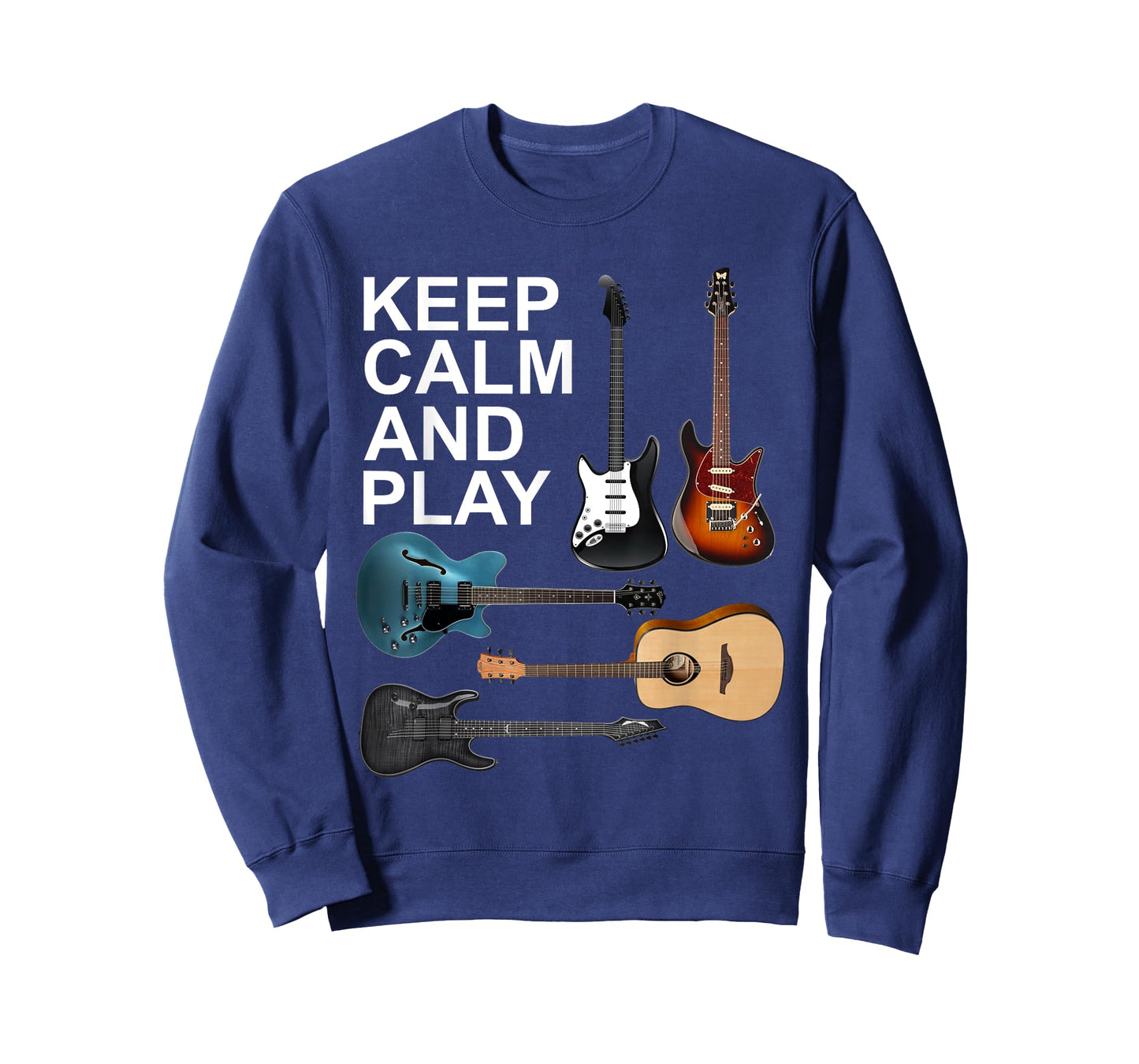 Keep Calm And Play Acoustic Bass Electric Guitars T-Shirt T-Shirt