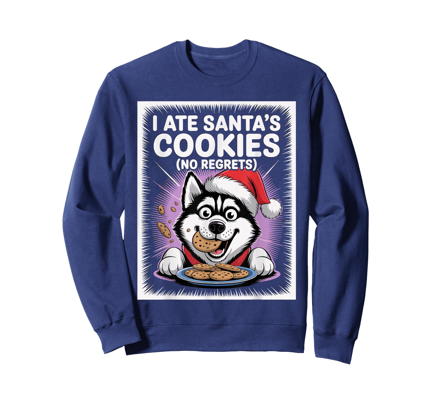 I Ate Santas Cookies Puppy Funny Christmas Siberian Husky T-Shirt