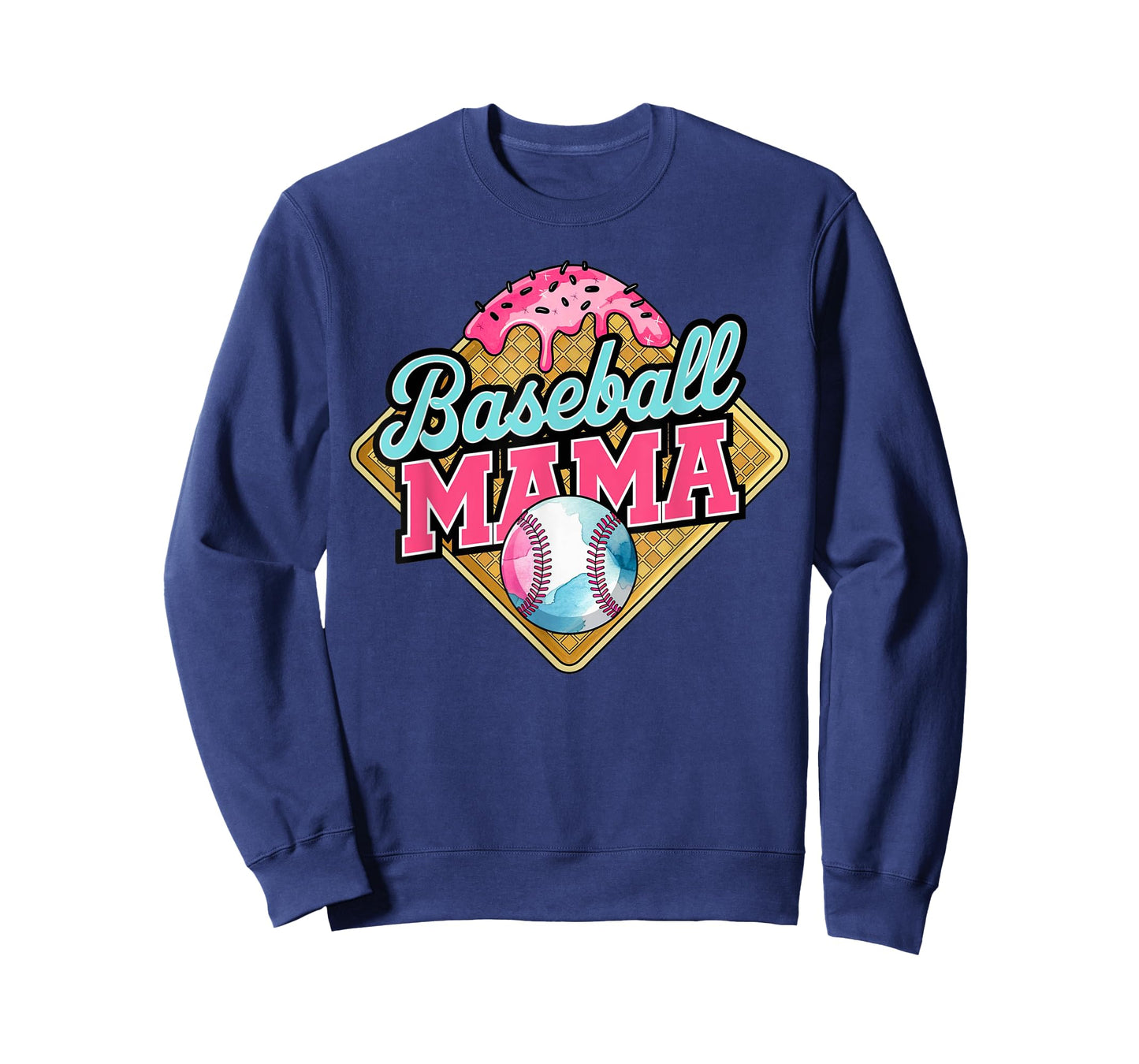 Baseball Mama Home Plate Ice Cream Drip Mother's day Funny T-Shirt