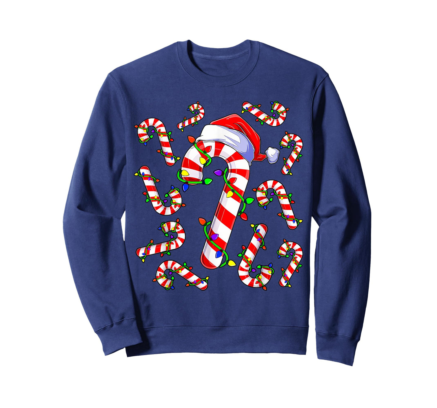 Red and White Christmas Candy Cane Santa Lights Christmas T-Shirt