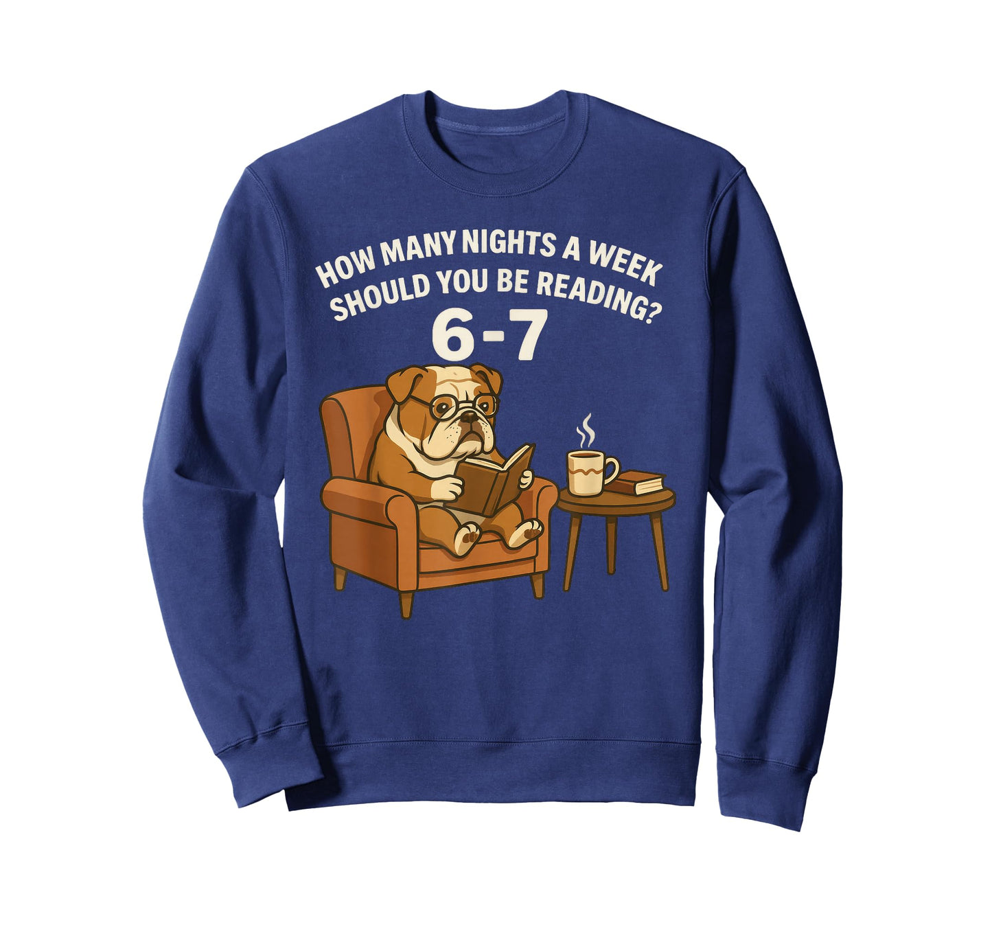 Funny English Bulldog Dog Reading Book 67 Six Seven Meme T-Shirt