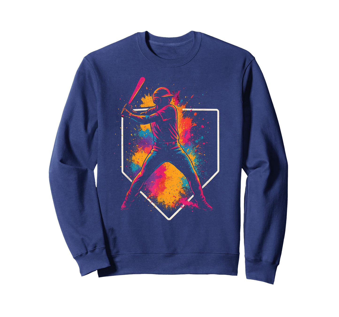 Colorful Splash Baseball Batter Swing with Home Plate Youth T-Shirt