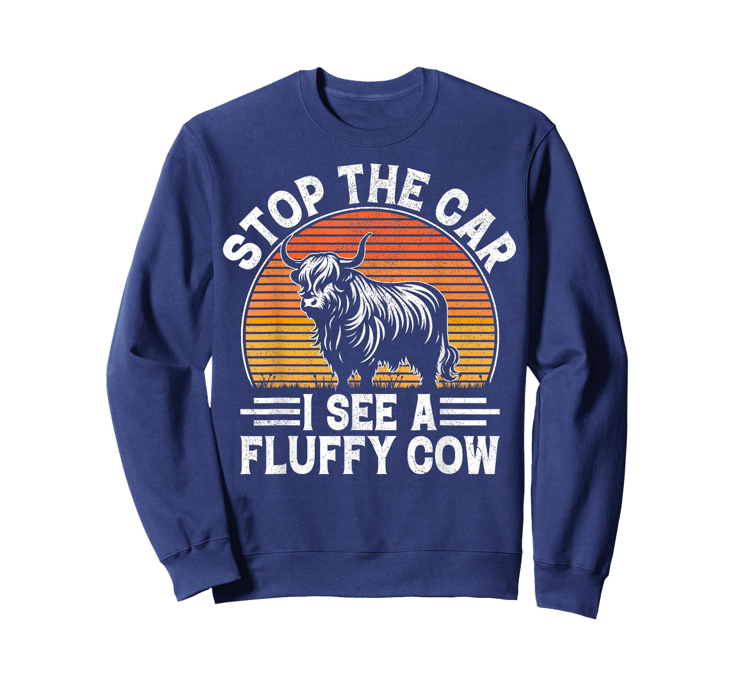 Stop The Car I See Fluffy Cow Retro Highland Cow Lover Funny T-Shirt