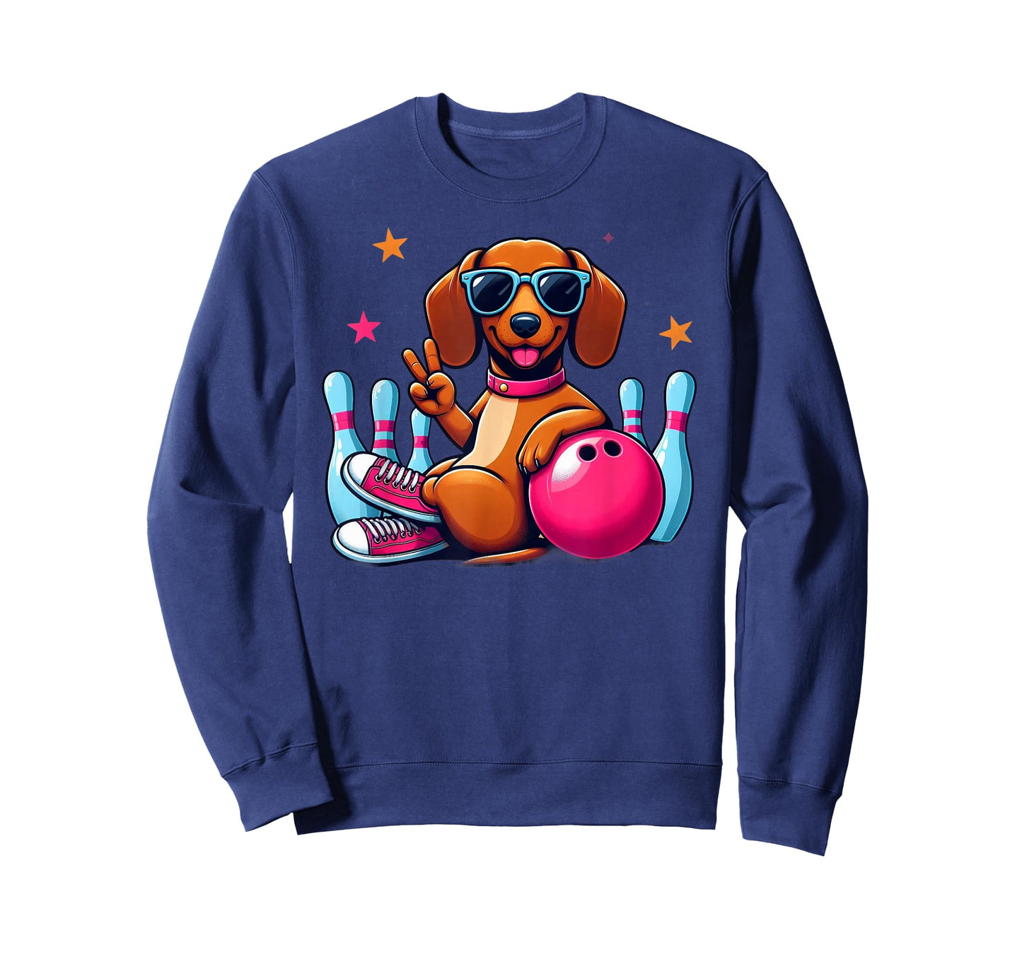 Funny Dachshund Bowling Graphic, Funny Dog Playing Bowling T-Shirt
