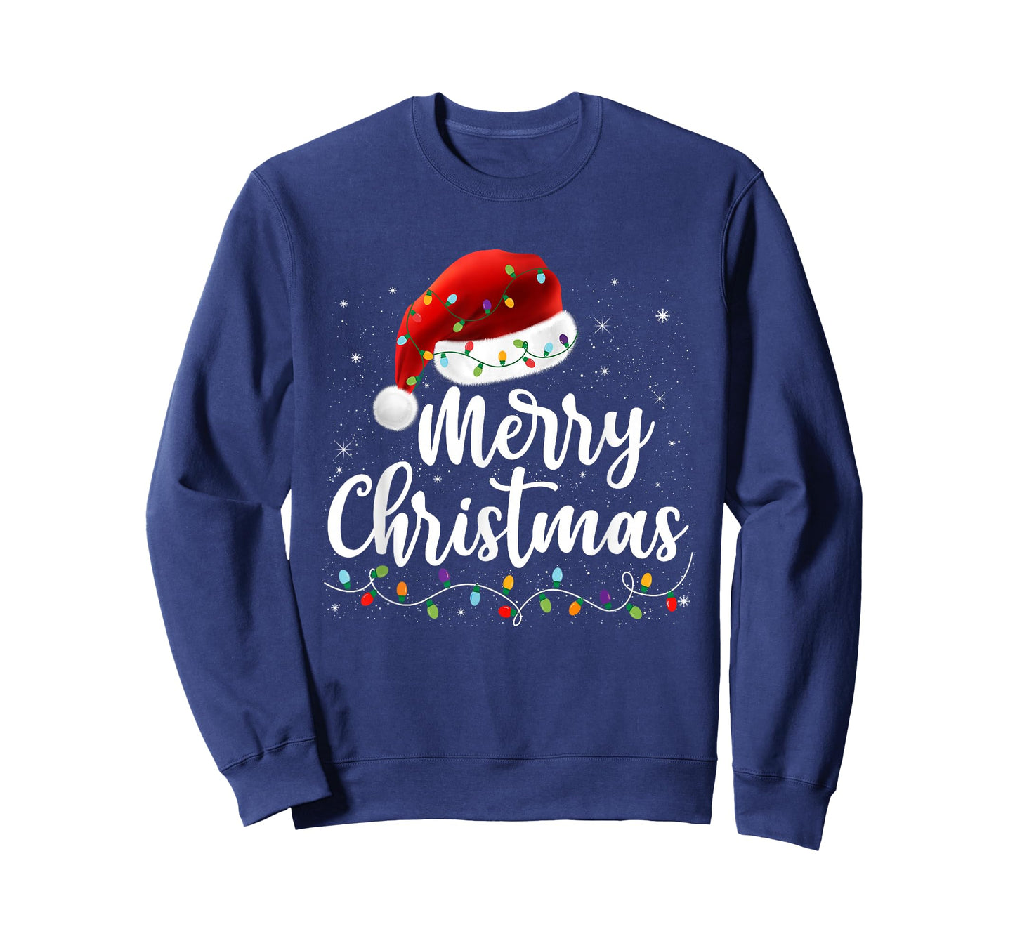 Merry Christmas Lights Red Santa Hat Xmas Family Men Women T-Shirt
