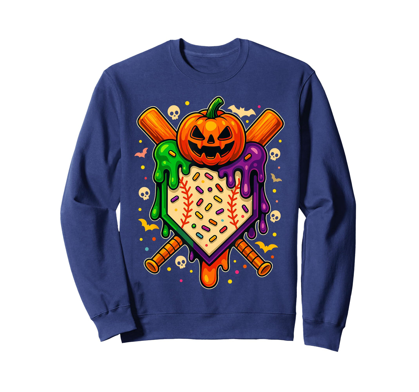 Funny Baseball Drip Ice Cream Drip Halloween Baseball Lovers T-Shirt