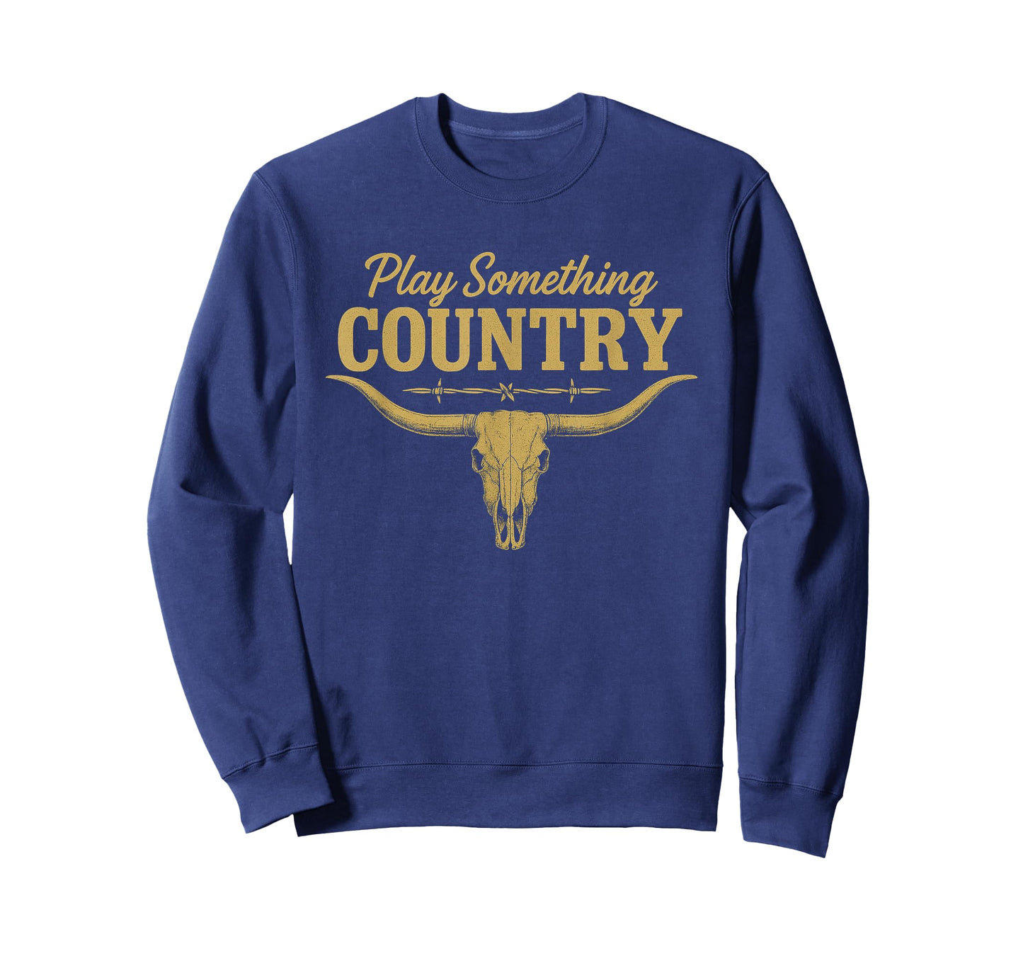 Play Something Country Music Bull Skull Southern Western T-Shirt