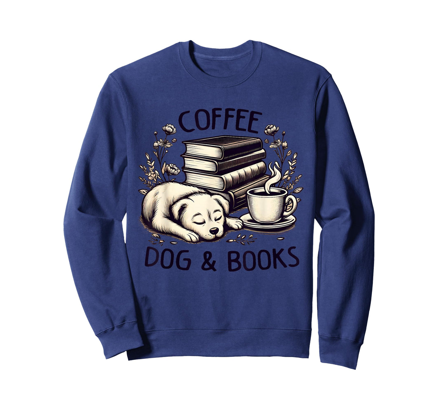 Funny Cute Coffee Dog Books Lover Gift Idea Women Men Kids T-Shirt