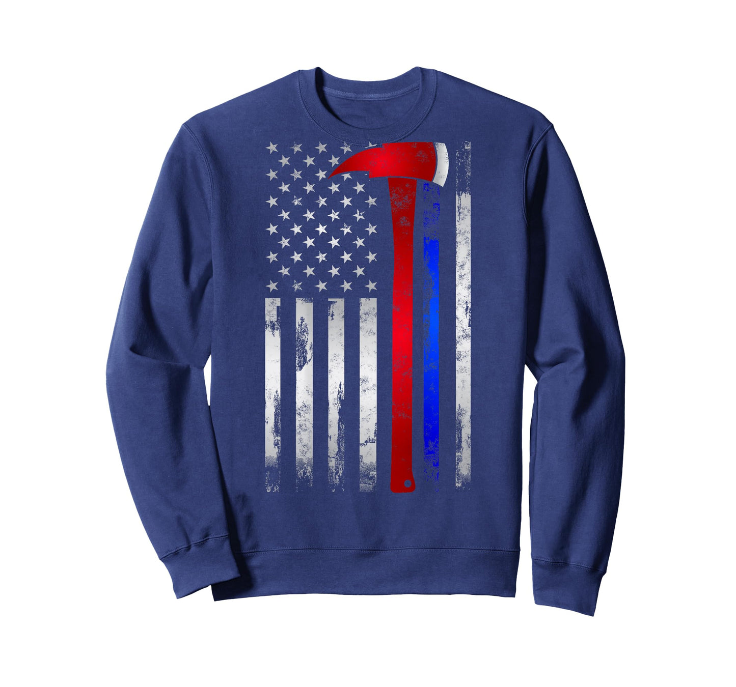 Thin Red Blue line American Flag Axe Gift Firefighter Police T-Shirt
