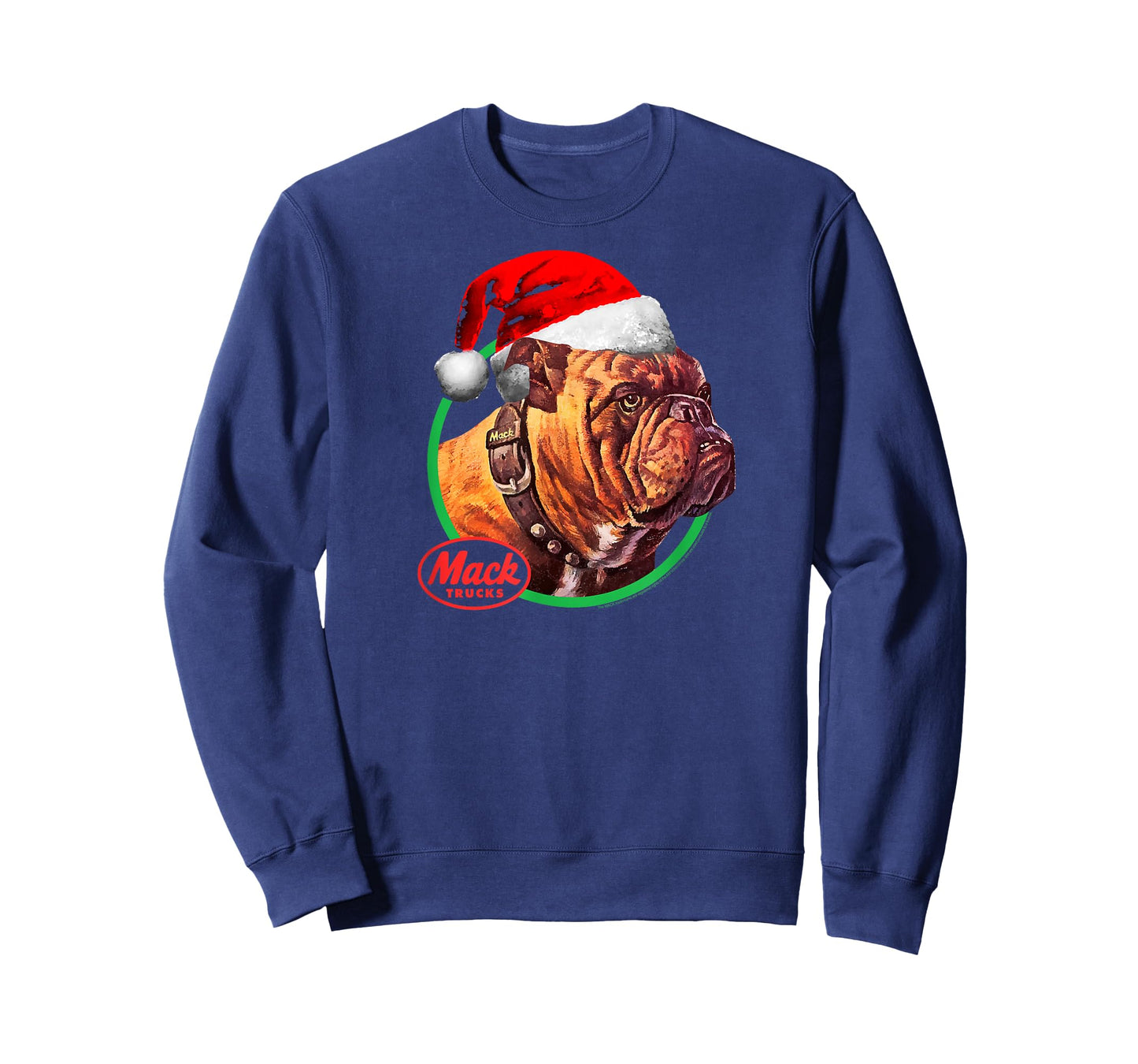Mack Trucks Christmas Holiday Bulldog Santa Hat Trucker T-Shirt