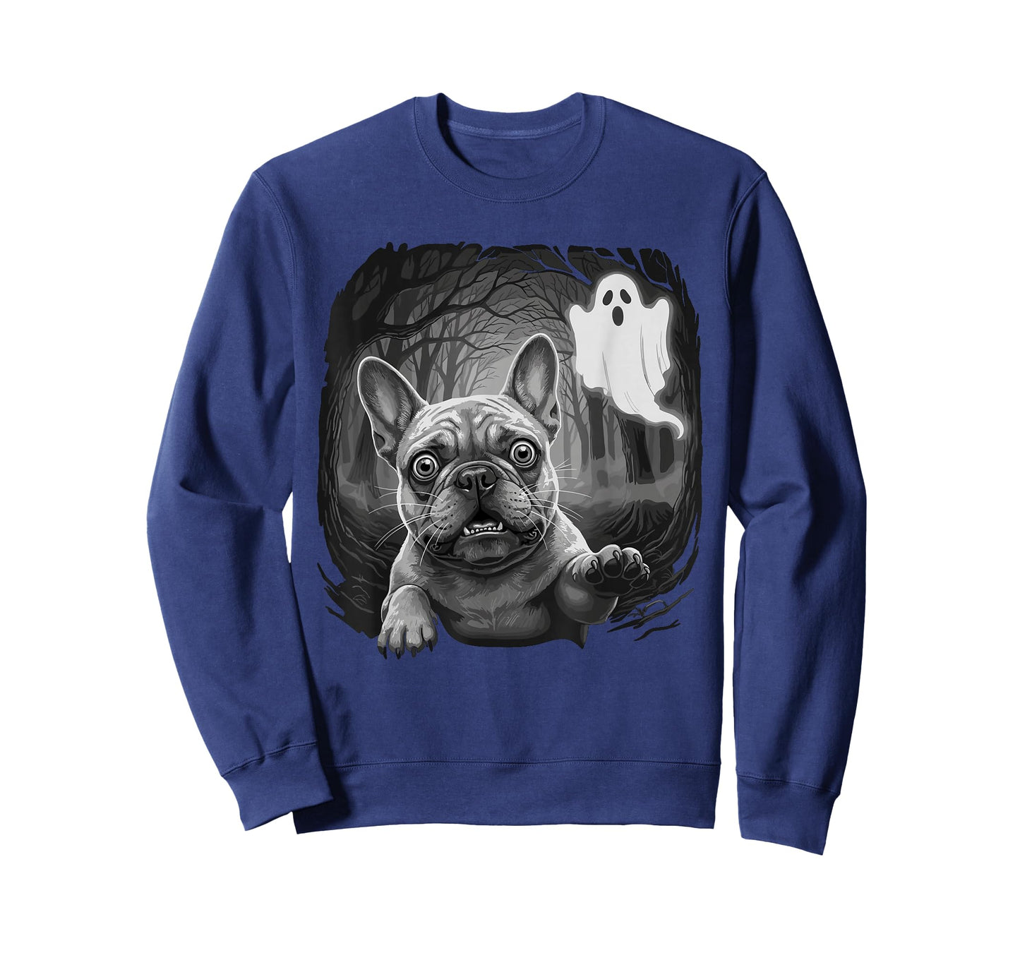 French Bulldog Chased by Ghost Funny Halloween T-Shirt