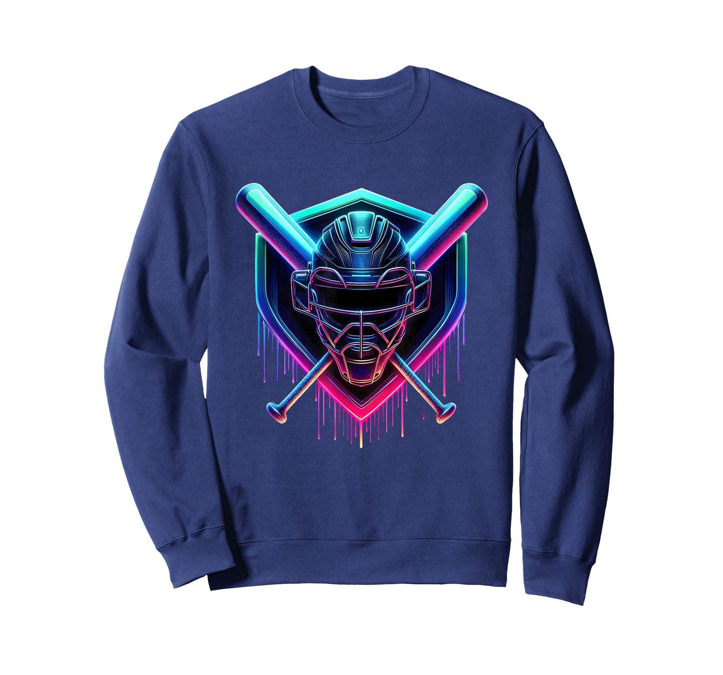 Colorful Baseball Catcher Mask Paint Dripping Bats Sports T-Shirt