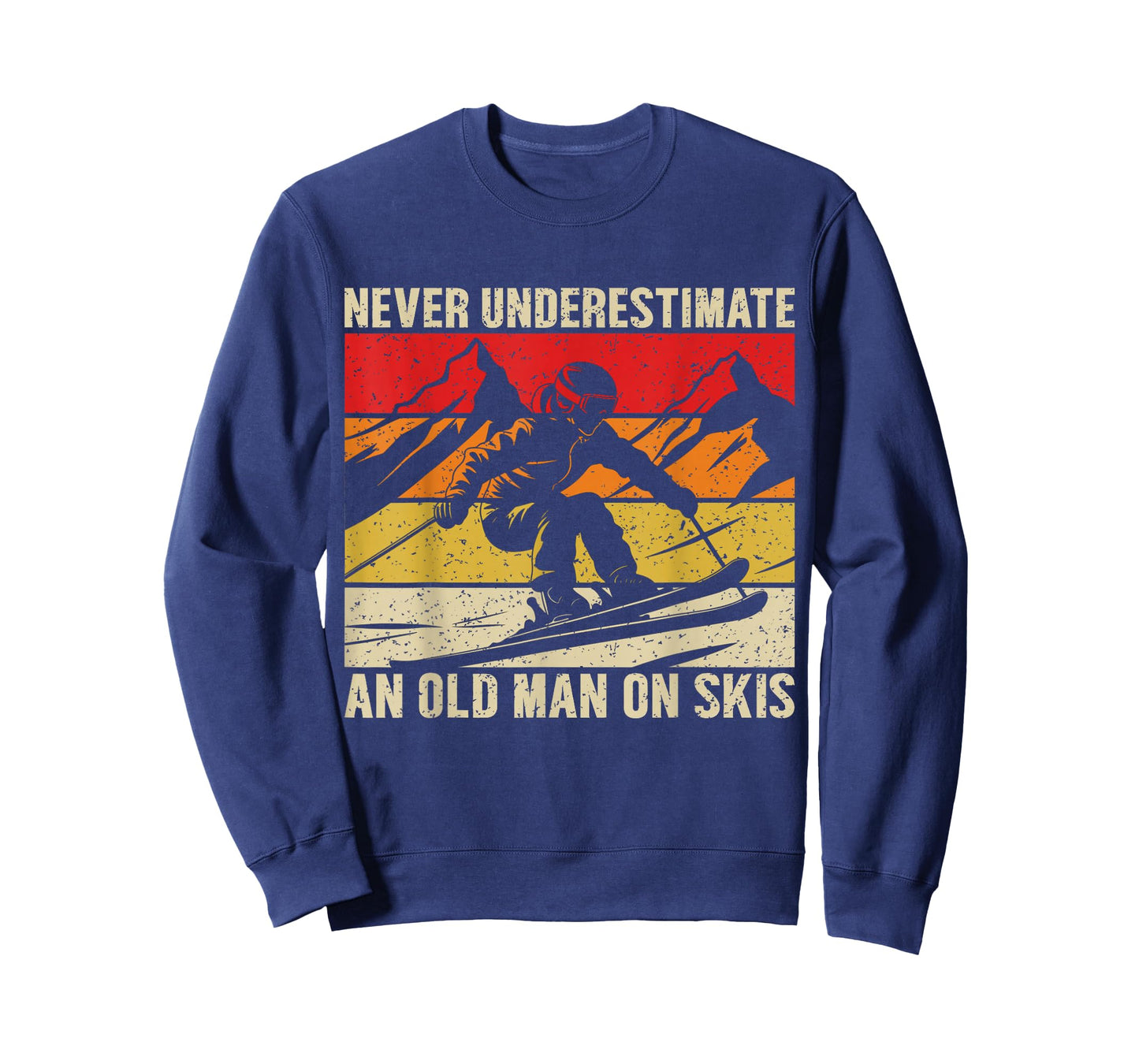 Vintage Never Underestimate an Old Man On Skis Funny Skiing T-Shirt