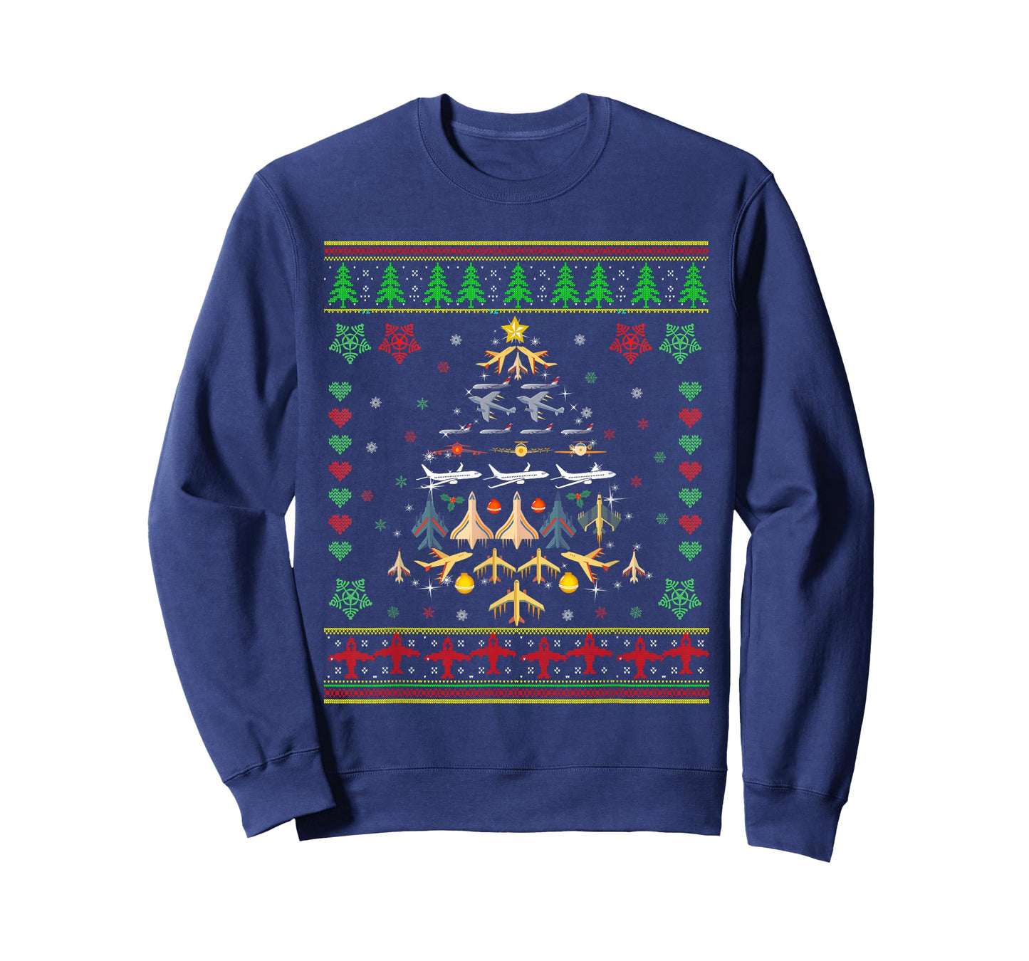 Airplane Christmas Tree Ugly Xmas Sweater Decoration Pilot T-Shirt
