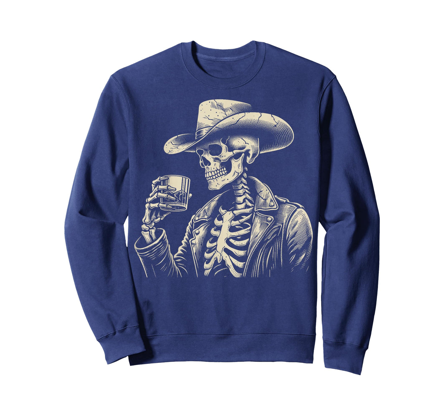 Western Cowboy Skeleton Whiskey Rustic Vintage Halloween T-Shirt