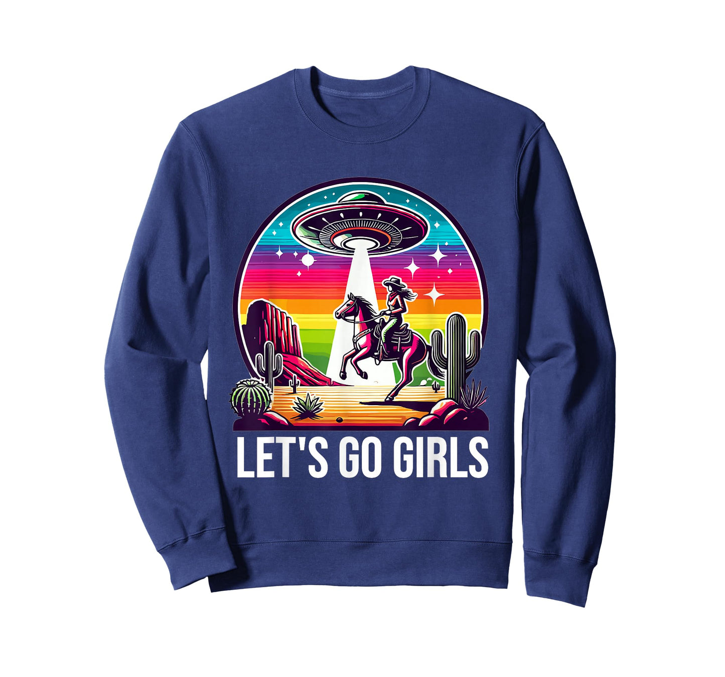 Space Cowgirl Let's Go Girls Cosmic Galactic Western UFO T-Shirt