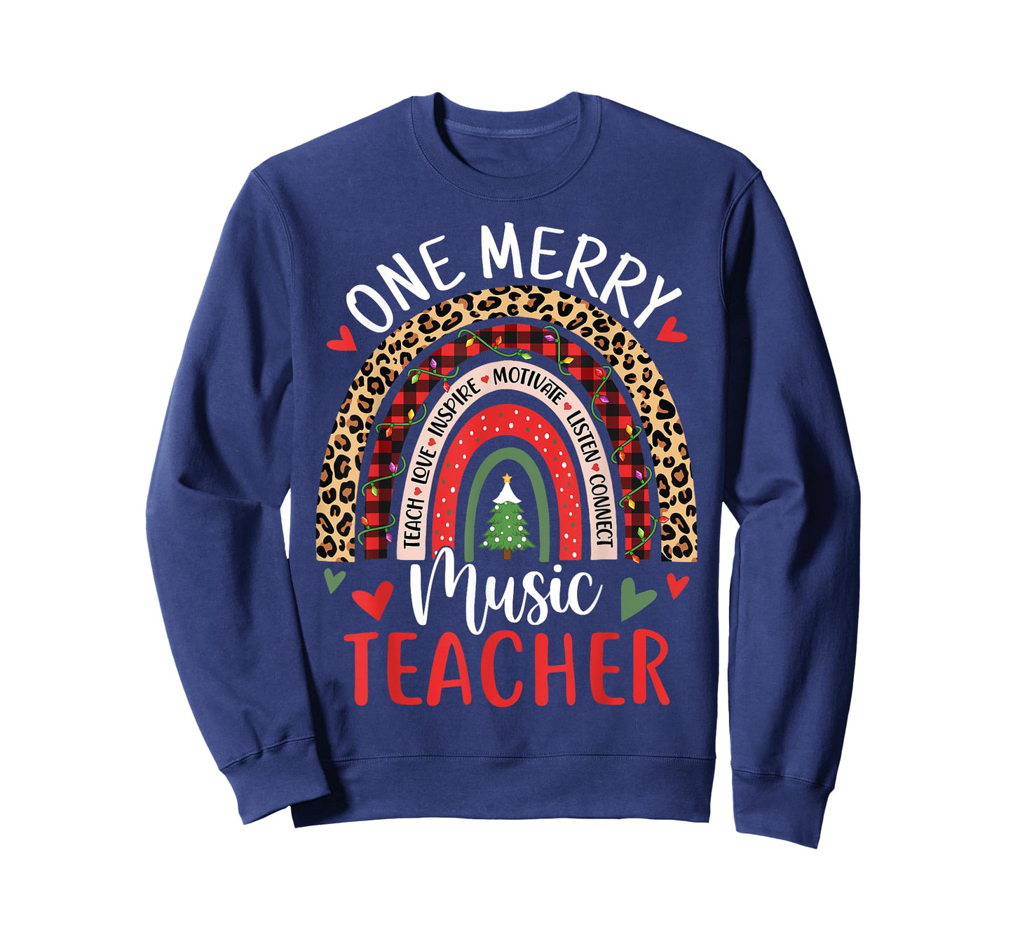One Merry Music Teacher Funny Rainbow Christmas Musician T-Shirt