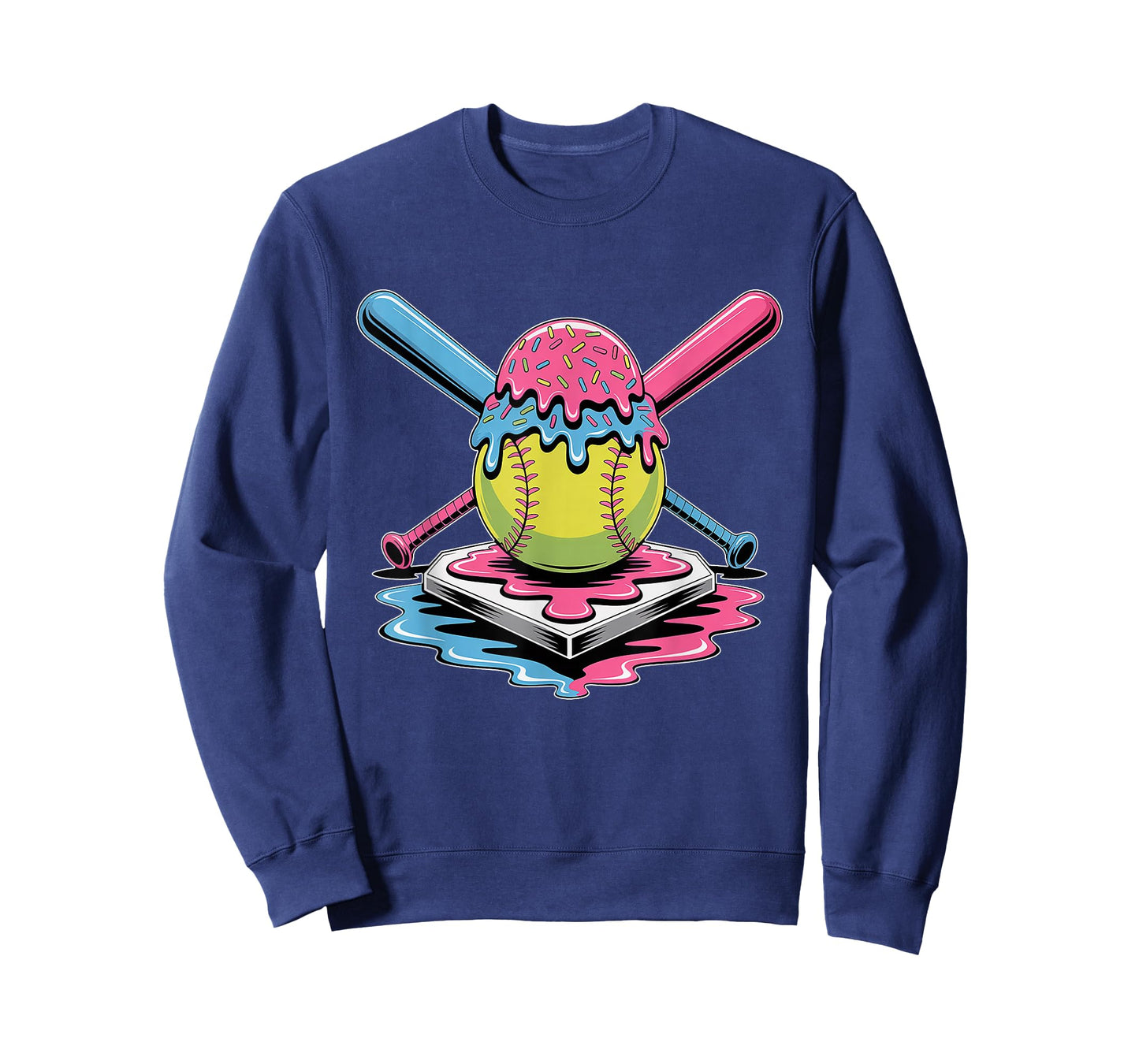 Softball Ice Cream Drip T-Shirt - Cute Softball Player T-Shirt