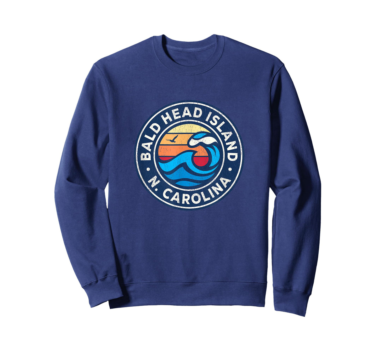 Bald Head Island North Carolina NC Vintage Nautical Waves De T-Shirt