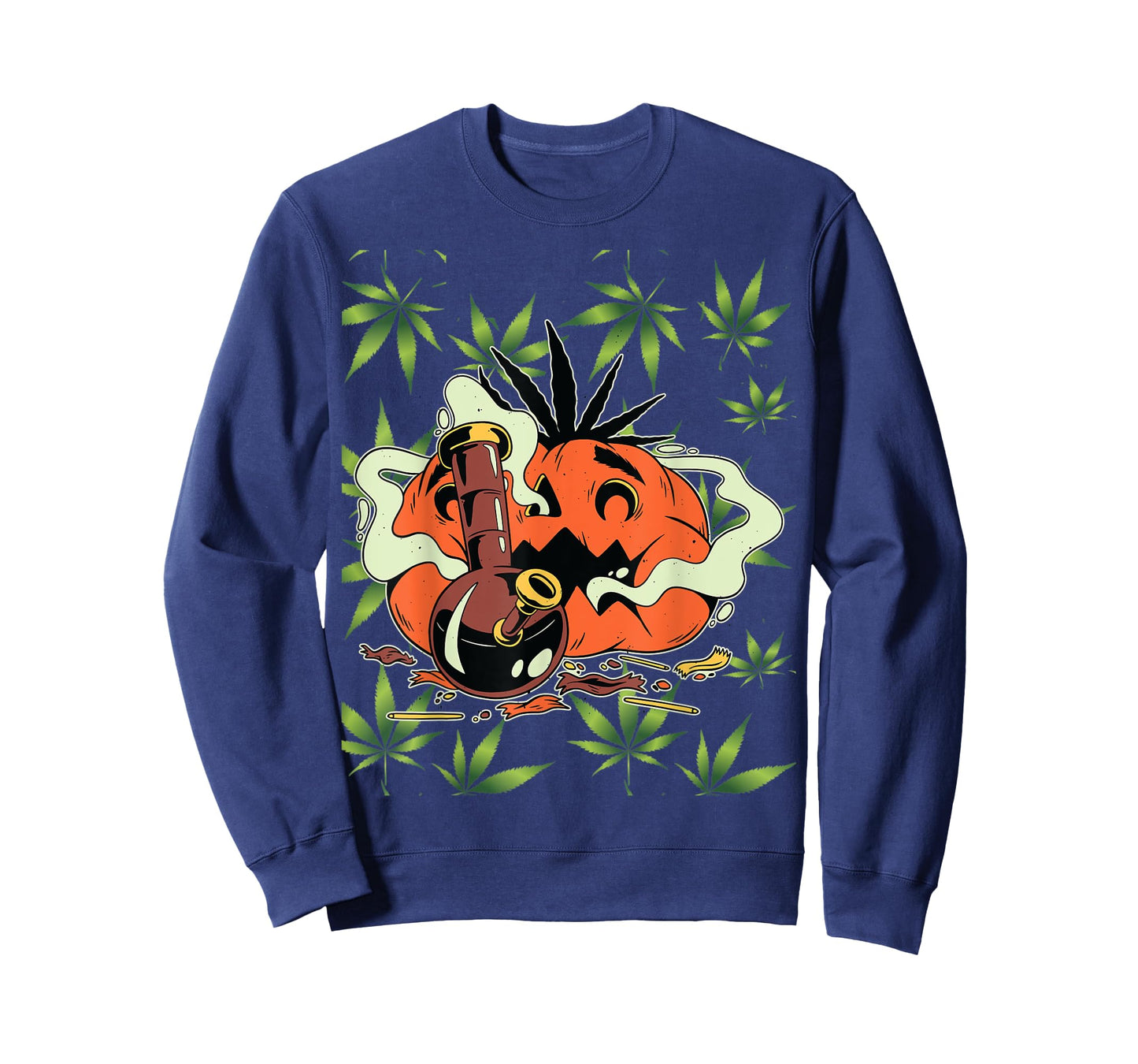 Mens Halloween Marijuana Costumes Accessories Pumpkin Bong T-Shirt