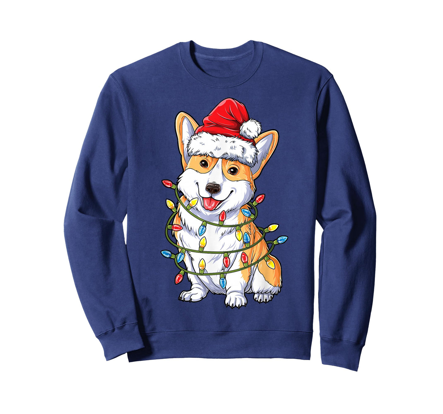 Corgi Santa Christmas Tree Lights Xmas Boys Men Corgmas Dog T-Shirt