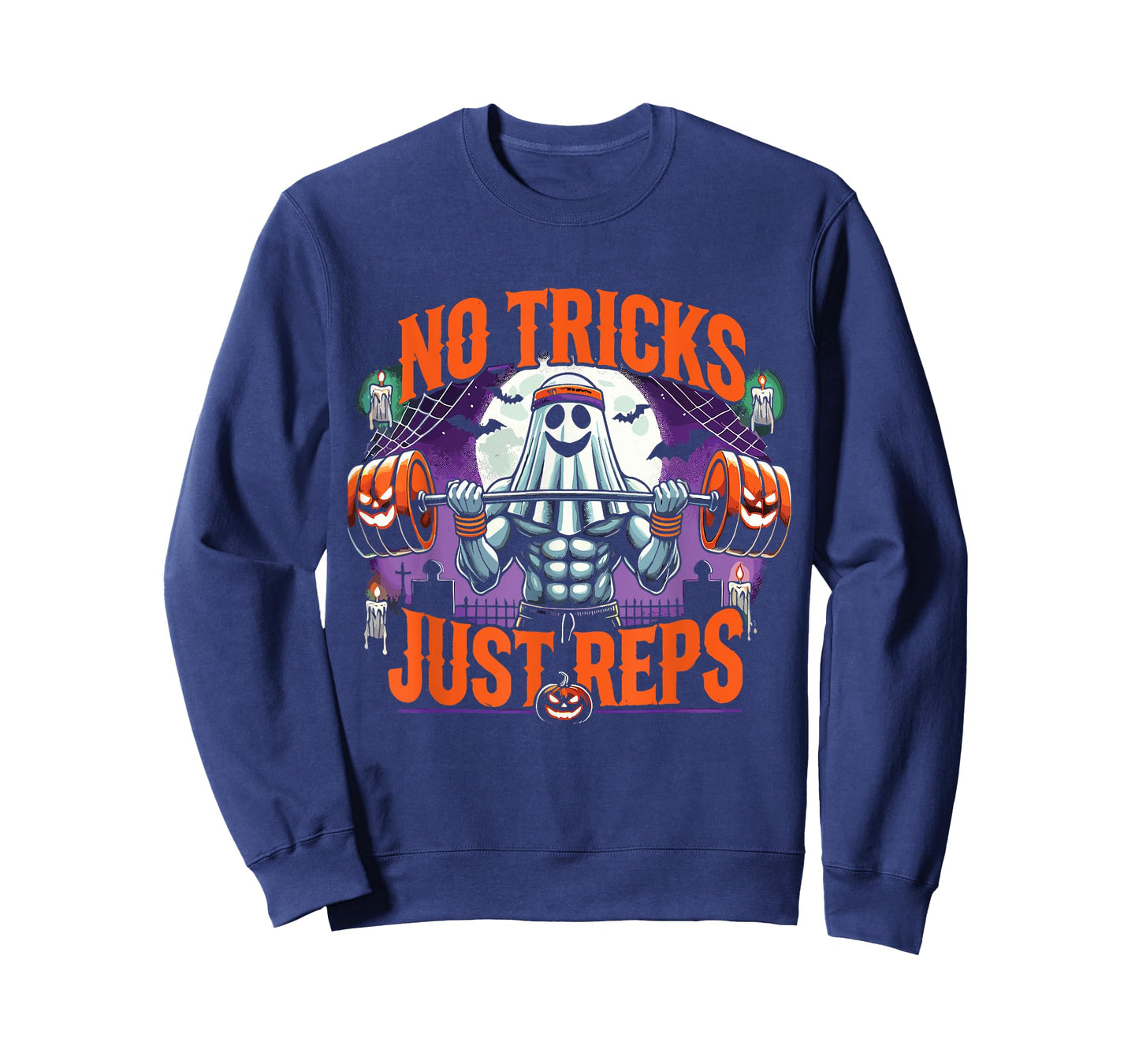 Halloween Workout No Tricks Just Reps Ghost Gym T-Shirt