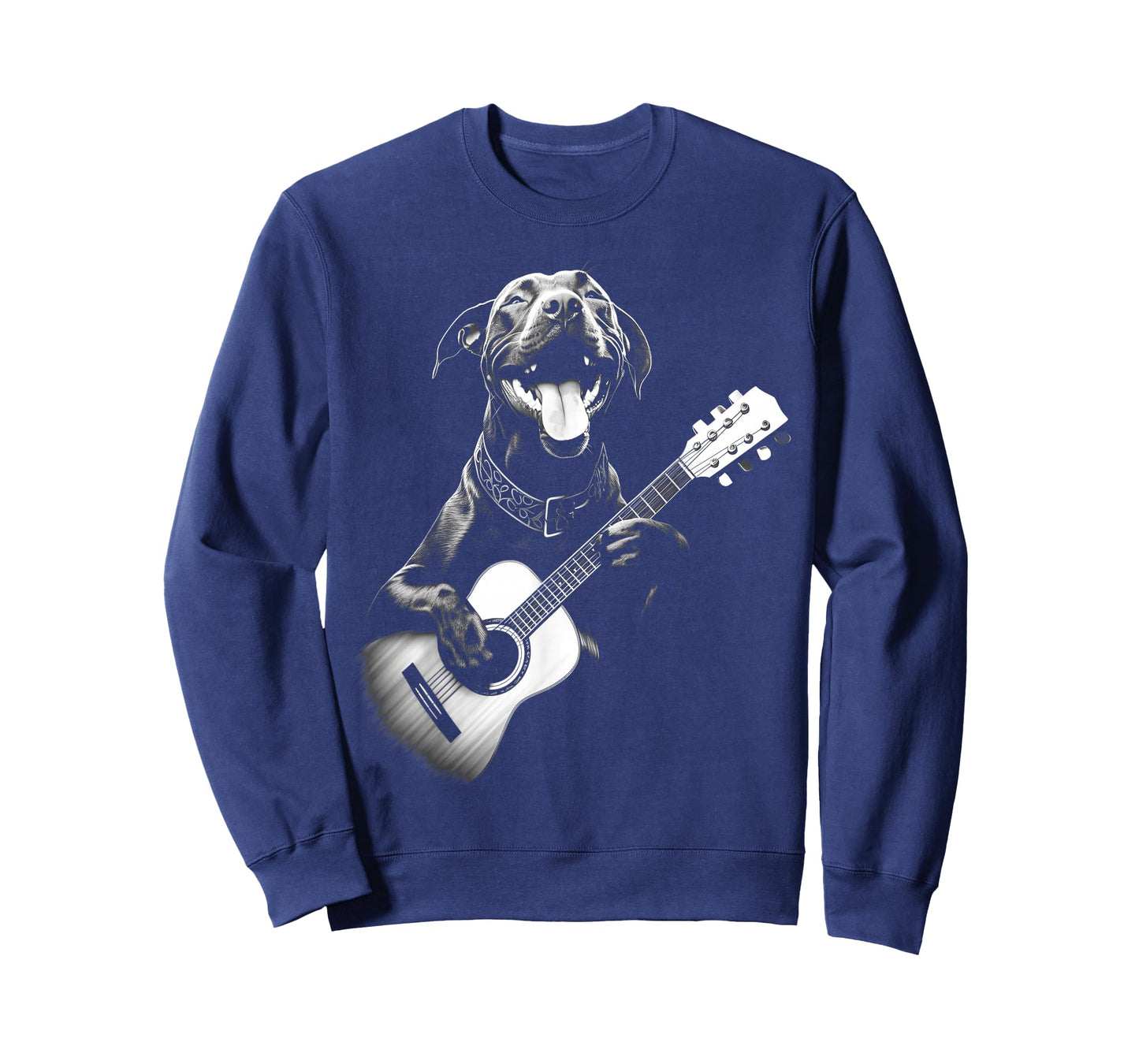 American Pitbull Playing Guitar - Funny Guitar Dog Men Women Kids T-Shirt