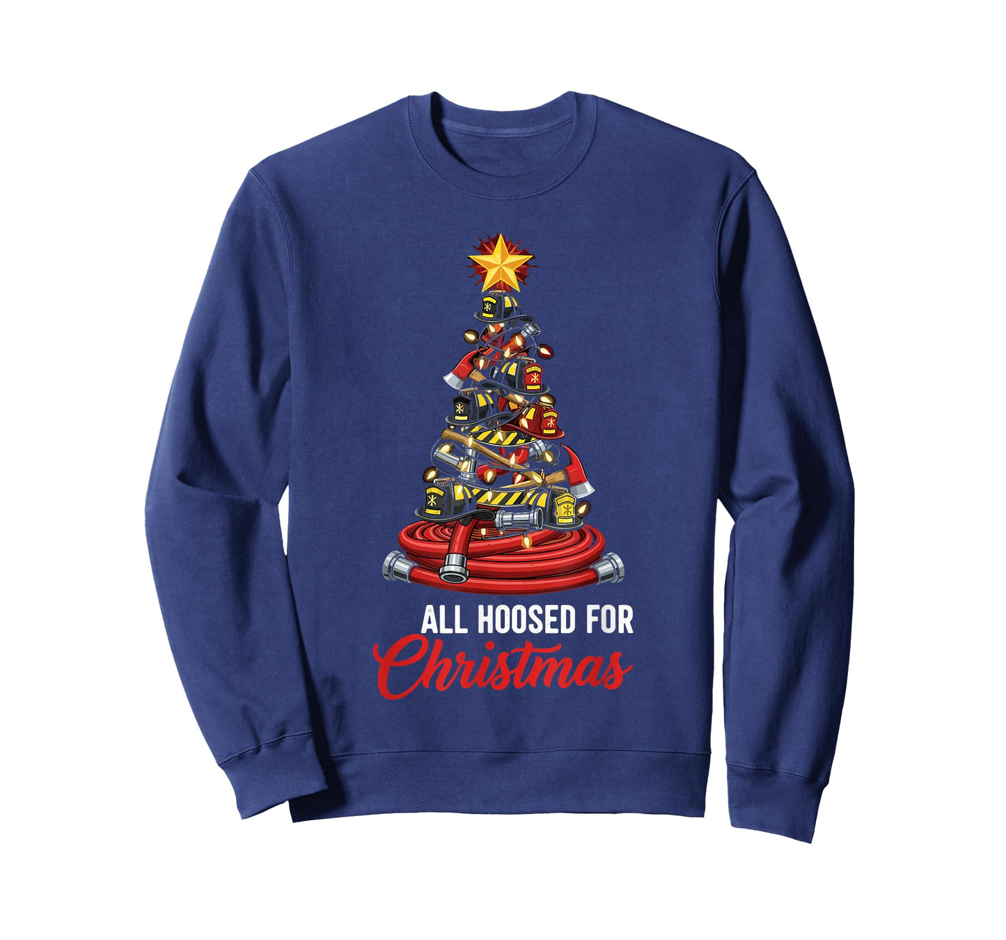 All Hoosed Christmas Firefighter Tree Shirt, Fireman Xmas T-Shirt