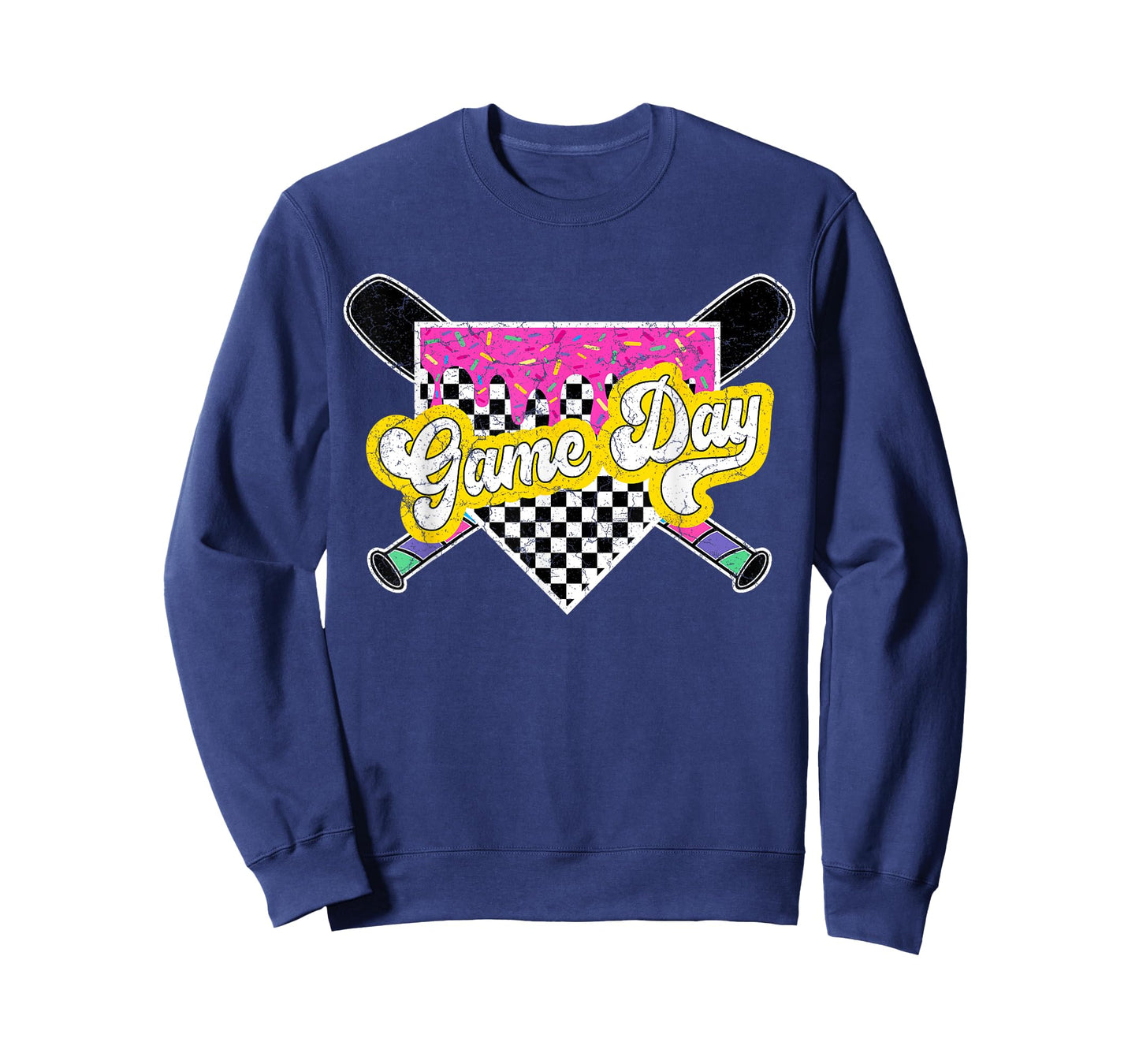 Game Day Checkered Baseball Ice Cream Drip for Boys Youth T-Shirt