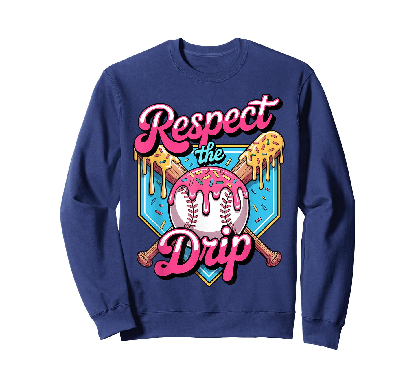 Respect The Drip Baseball Home Plate Ice Cream Dripping T-Shirt
