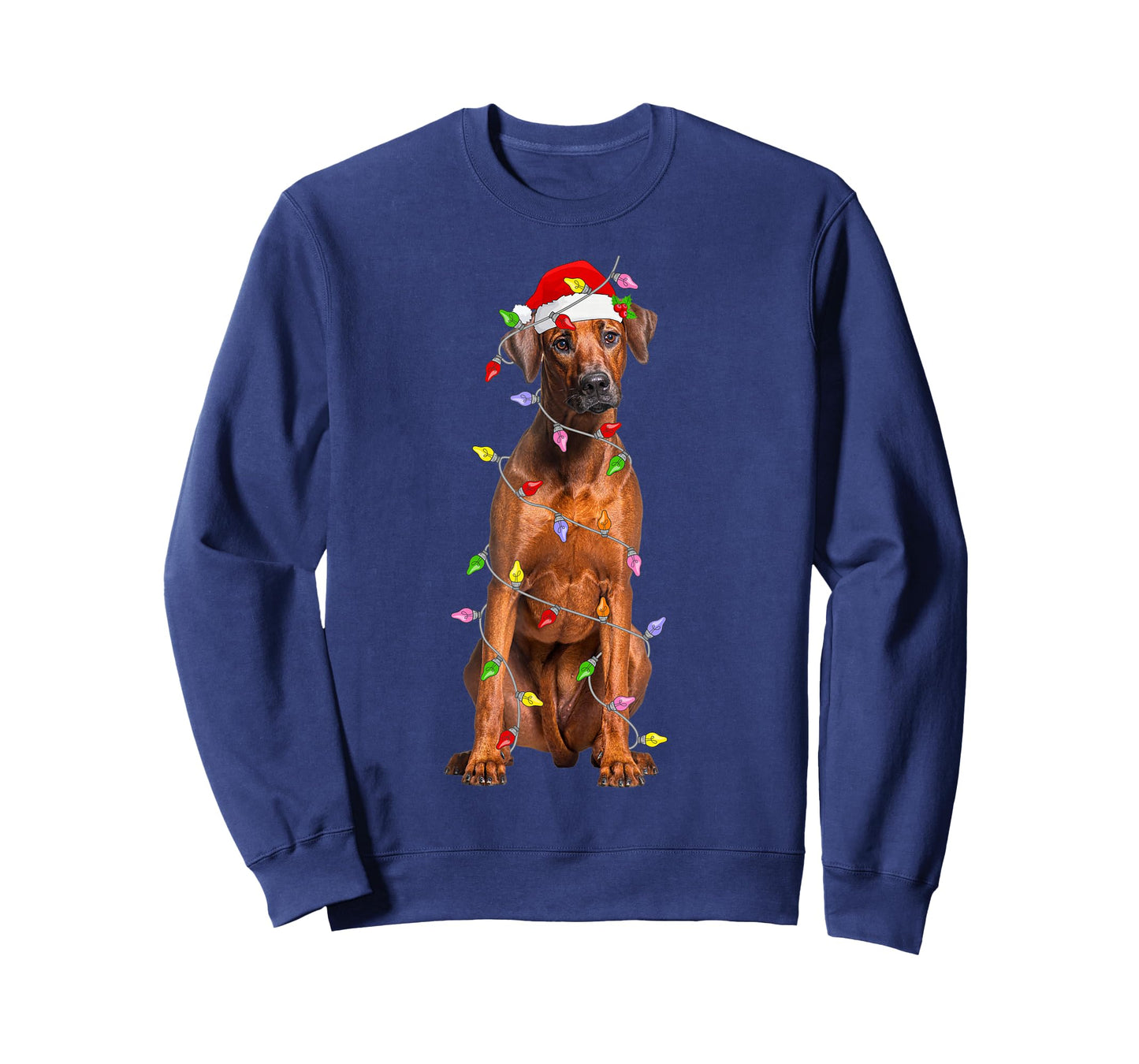 Rhodesian Ridgeback Christmas Santa Hat Lights Pet Dog Xmas T-Shirt