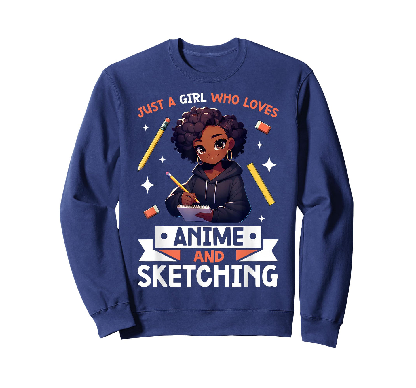 Just A Girl Who Loves Anime And Sketching Afro Anime Merch T-Shirt