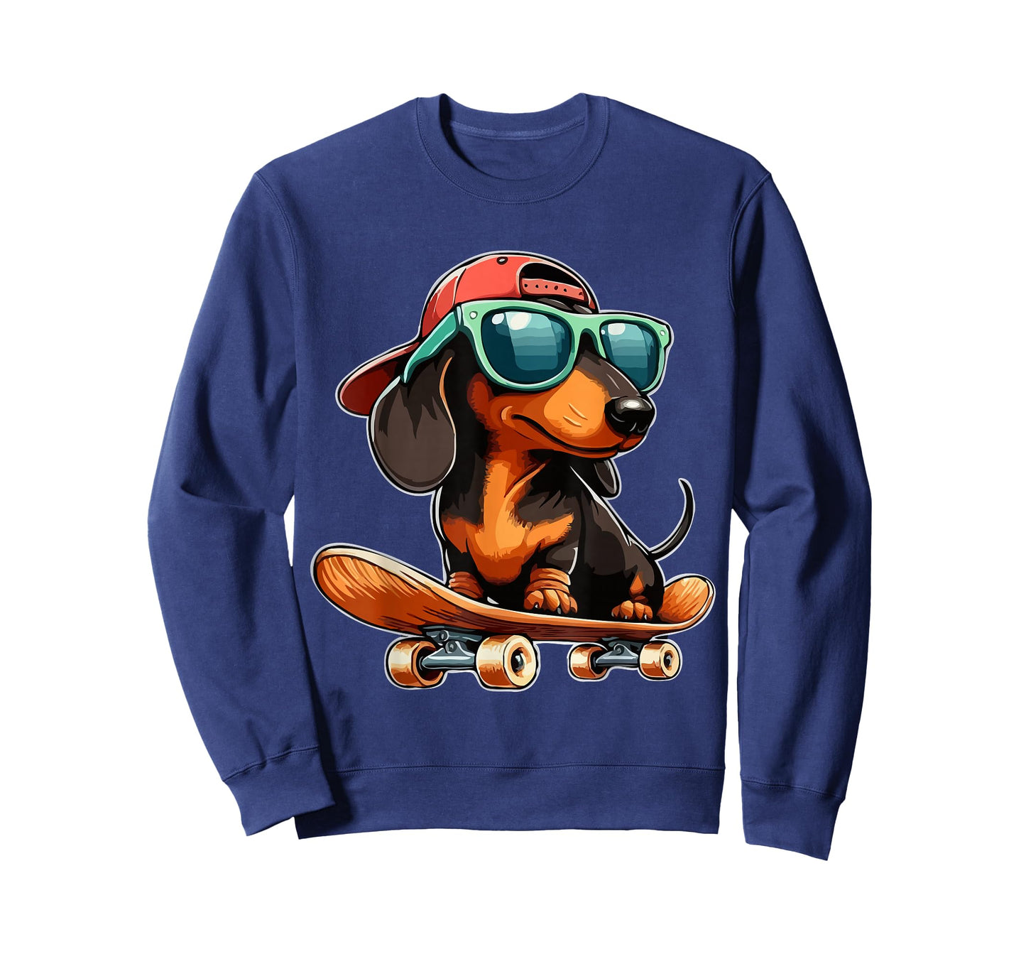 Cute Dachshund on a Skateboard Funny Wiener Dog T-Shirt