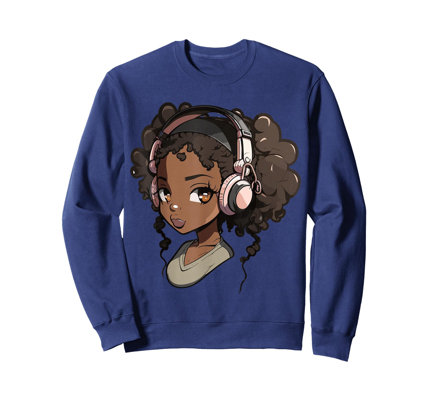 Anime and Music Black Girl Anime Merch Afro African American T-Shirt