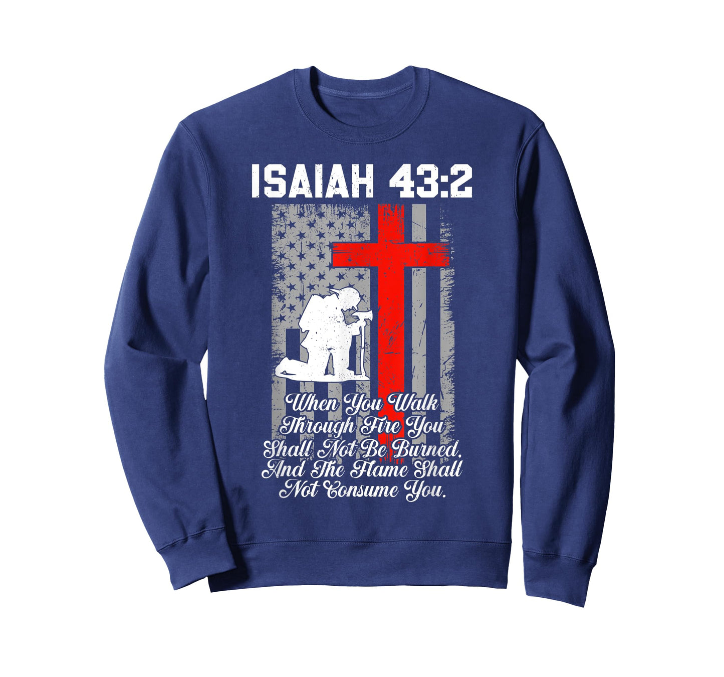 Patriotic American US Flag Firefighter Cross Christian T-Shirt