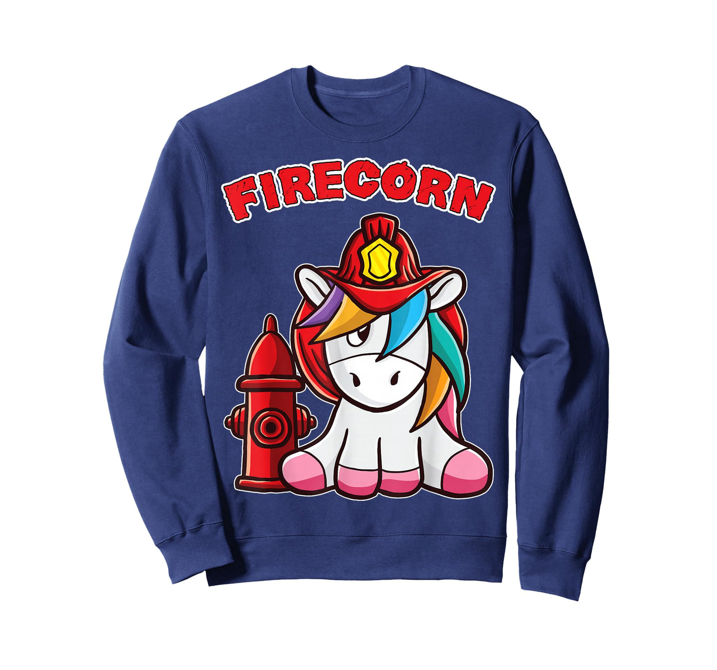 Firecorn Firefighter Unicorn with red Fireman Helmet Fire T-Shirt
