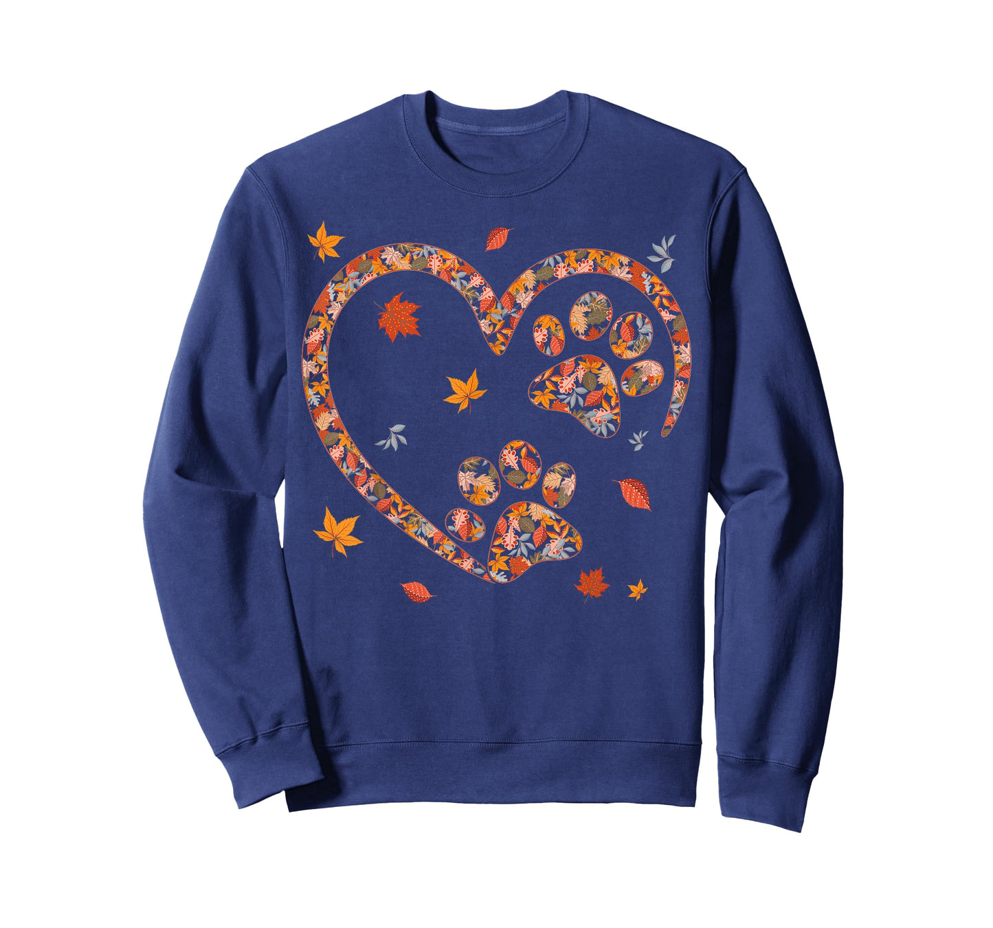 Funny Fall Leaf Cat Dog Print Autumn Vibes Thanksgiving Day T-Shirt for Men Women Girls Kids